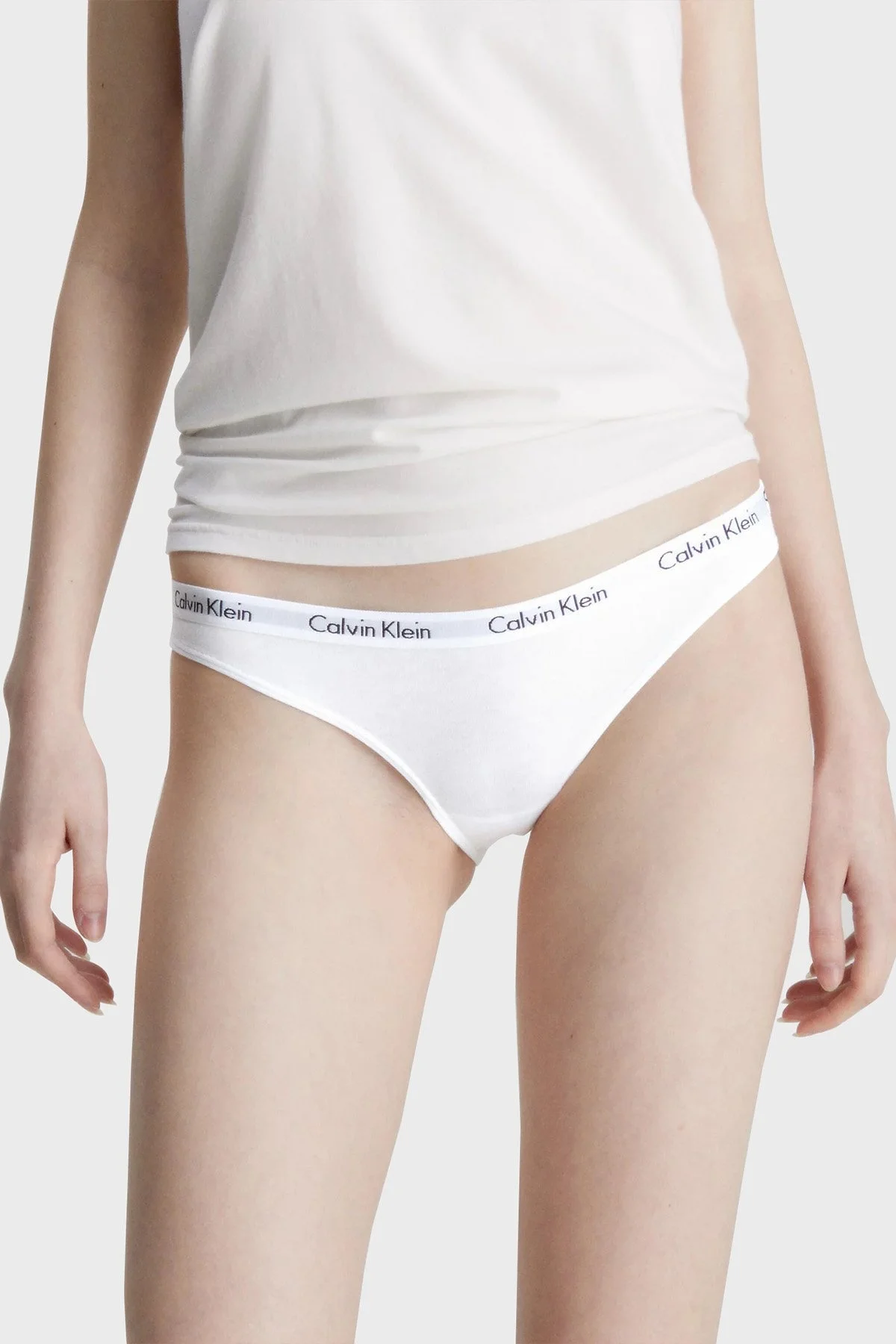 Calvin Klein Logolu Elastik Bel Bantlı Pamuklu 3 Pack 000QD3588EWZB Bayan Külot 000QD3588E WZB Siyah-Beyaz-Siyah - 7