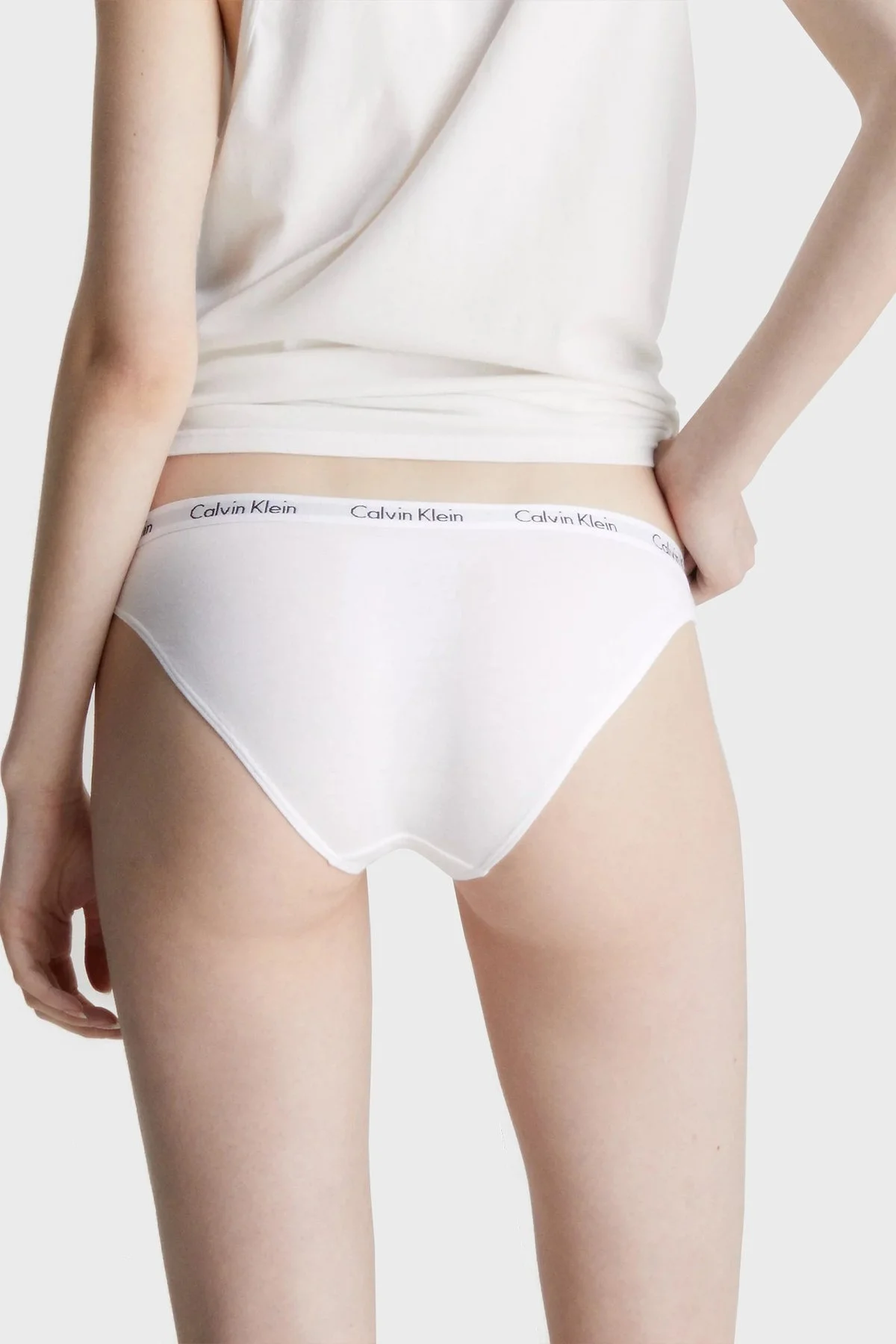 Calvin Klein Logolu Elastik Bel Bantlı Pamuklu 3 Pack 000QD3588EWZB Bayan Külot 000QD3588E WZB Siyah-Beyaz-Siyah - 8