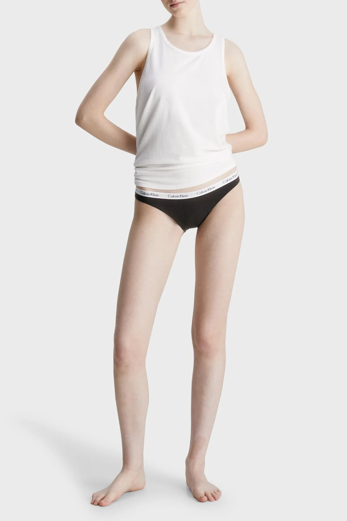 Calvin Klein Logolu Elastik Bel Bantlı Pamuklu 3 Pack 000QD3588EWZB Bayan Külot 000QD3588E WZB Siyah-Beyaz-Siyah - 10