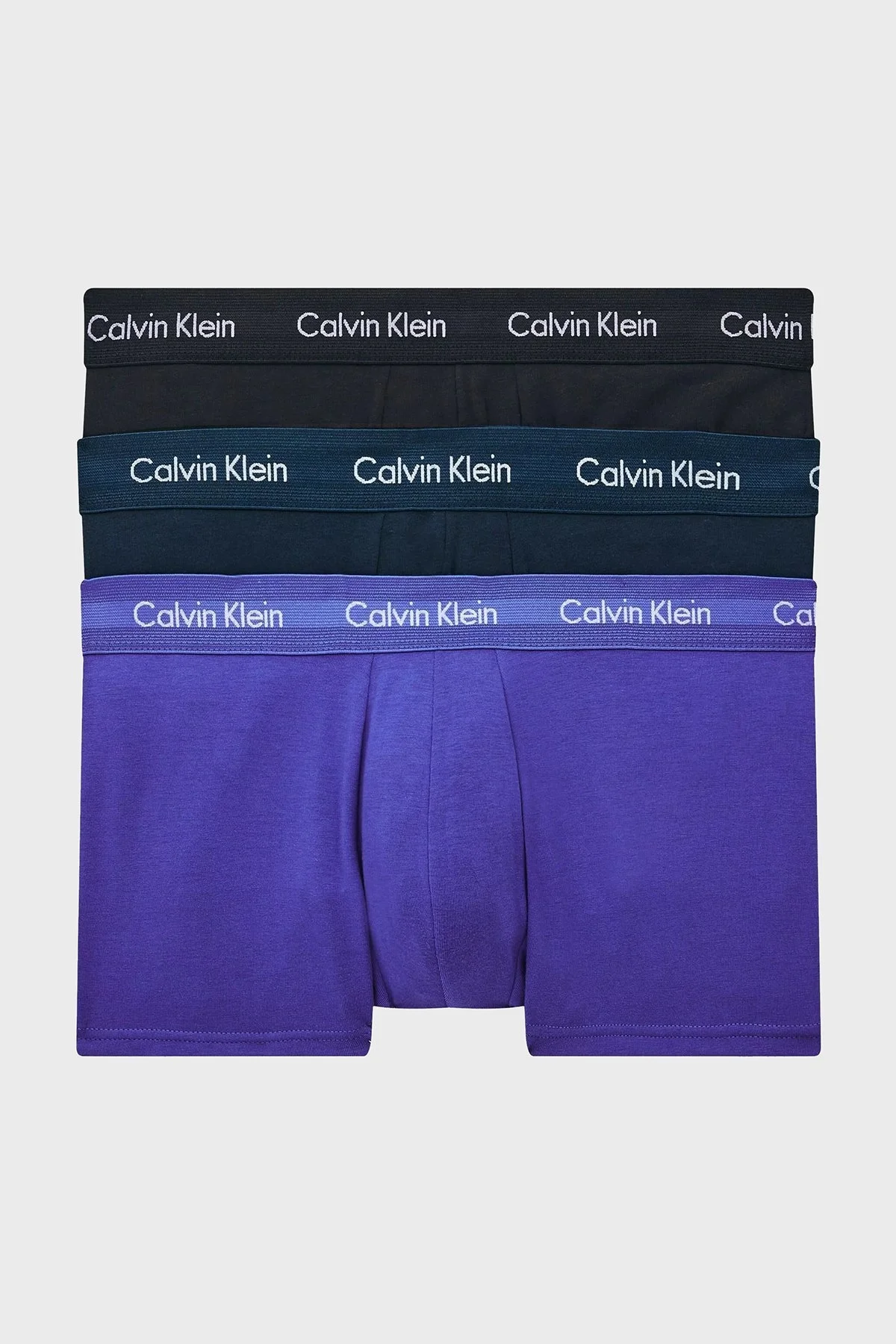 Calvin Klein Logolu Elastik Bel Bantlı Pamuklu 3 Pack Erkek Boxer 0000U2664G 4KU MAVİ - 1