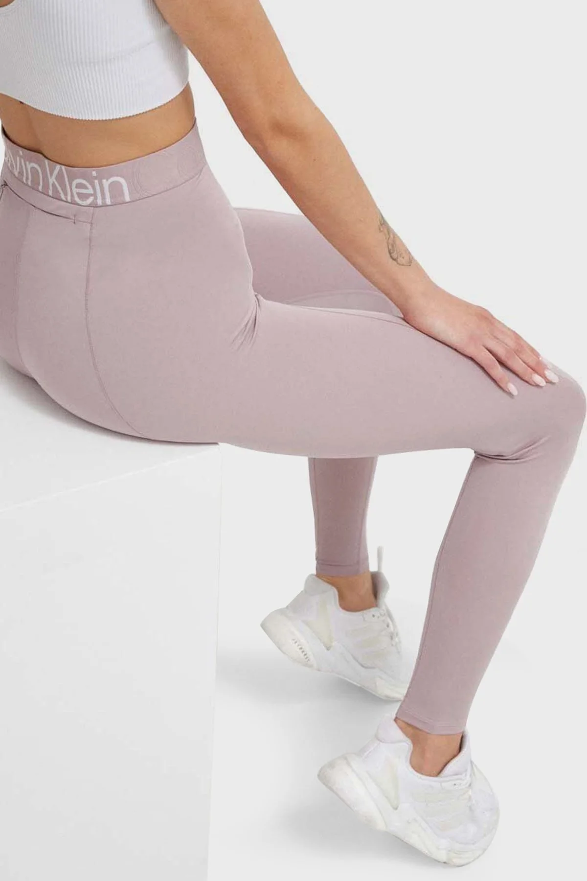 Calvin Klein Logolu Elastik Yüksek Bel Nem Emici Spor 00GWS3L6038HR Bayan Tayt 00GWS3L603 8HR PEMBE - 4
