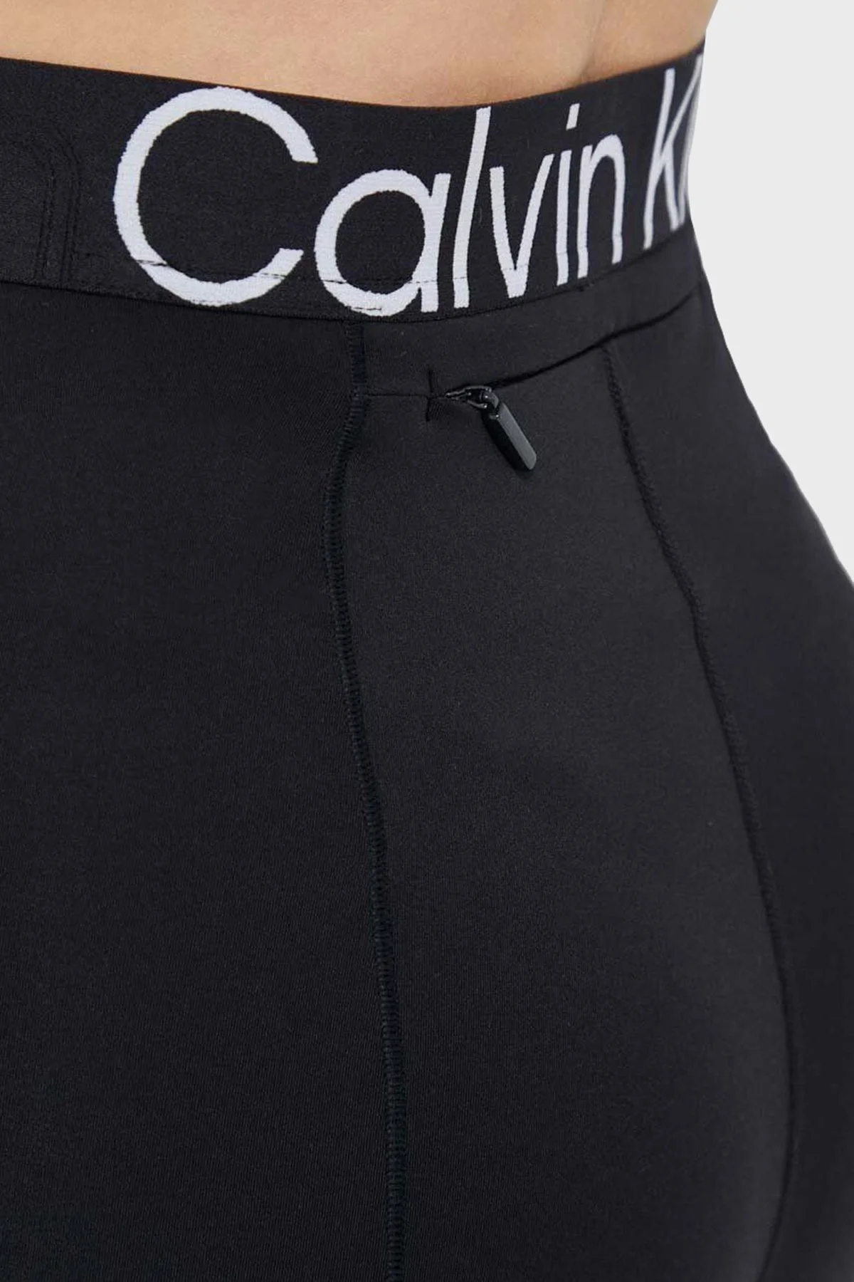 Calvin Klein Logolu Elastik Yüksek Bel Nem Emici Spor Bayan Tayt 00GWS3L603 BAE SİYAH - 2