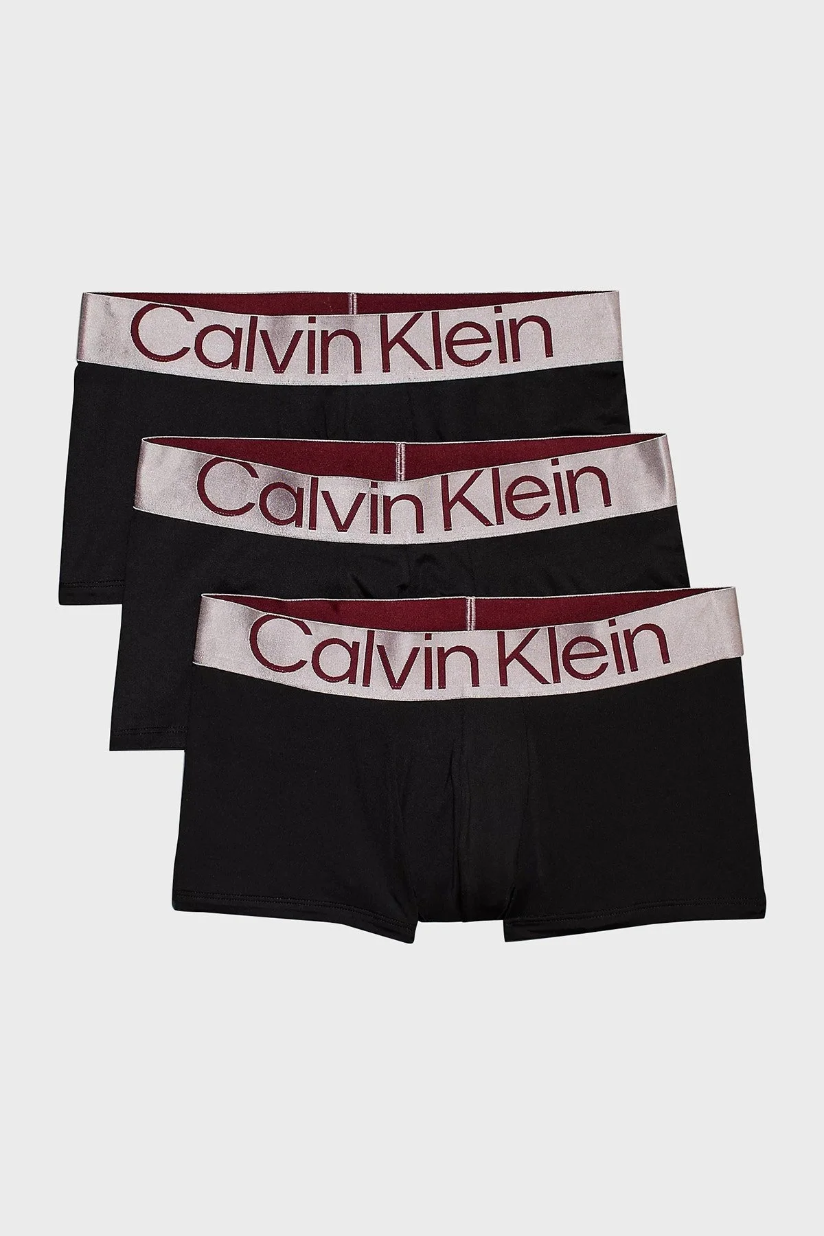 Calvin Klein Logolu Eslastik Bel Bantlı Düşük Bel 3 Pack 000NB3074AQ09 Erkek Boxer 000NB3074A Q09 GRİ-SİYAH - 6