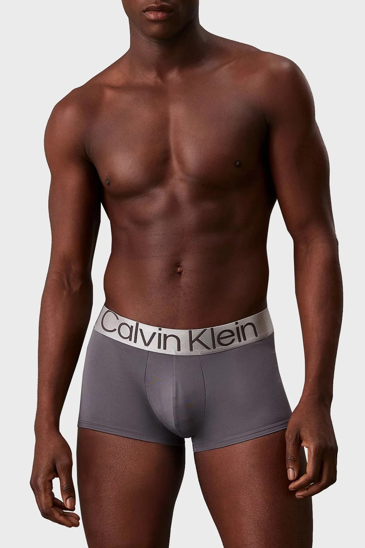 Calvin Klein Logolu Esnek Düşük Bel 3 Pack 000NB3074AMH8 Erkek Boxer 000NB3074A MH8 Mavi-Gri-Siyah - 2