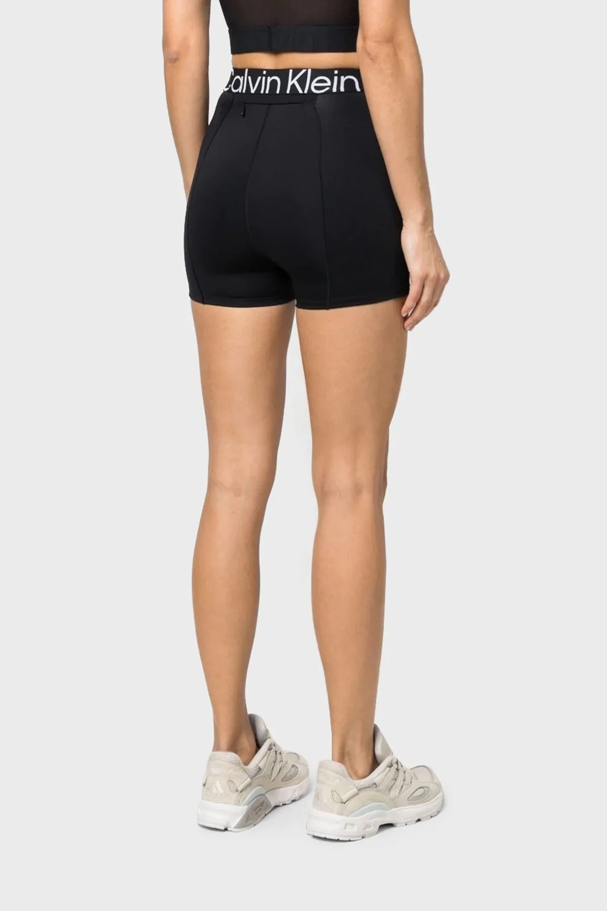 Calvin Klein Logolu Esnek Yüksek Bel Kısa Spor Bayan Tayt 00GWS3L703 BAE SİYAH - 3