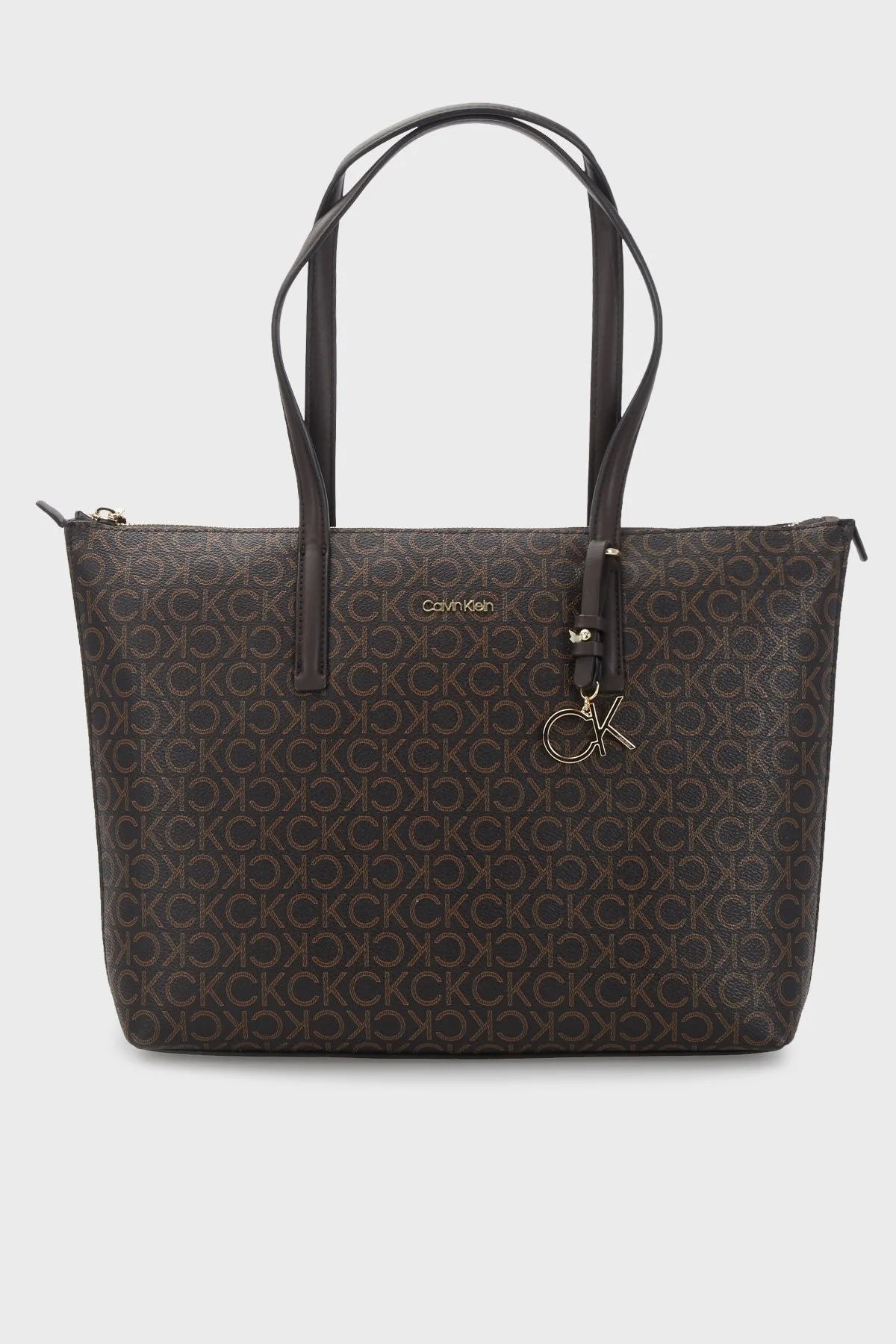 Calvin Klein Logolu Fermuarlı Bayan Çanta K60K609887 0HD KAHVE - 1