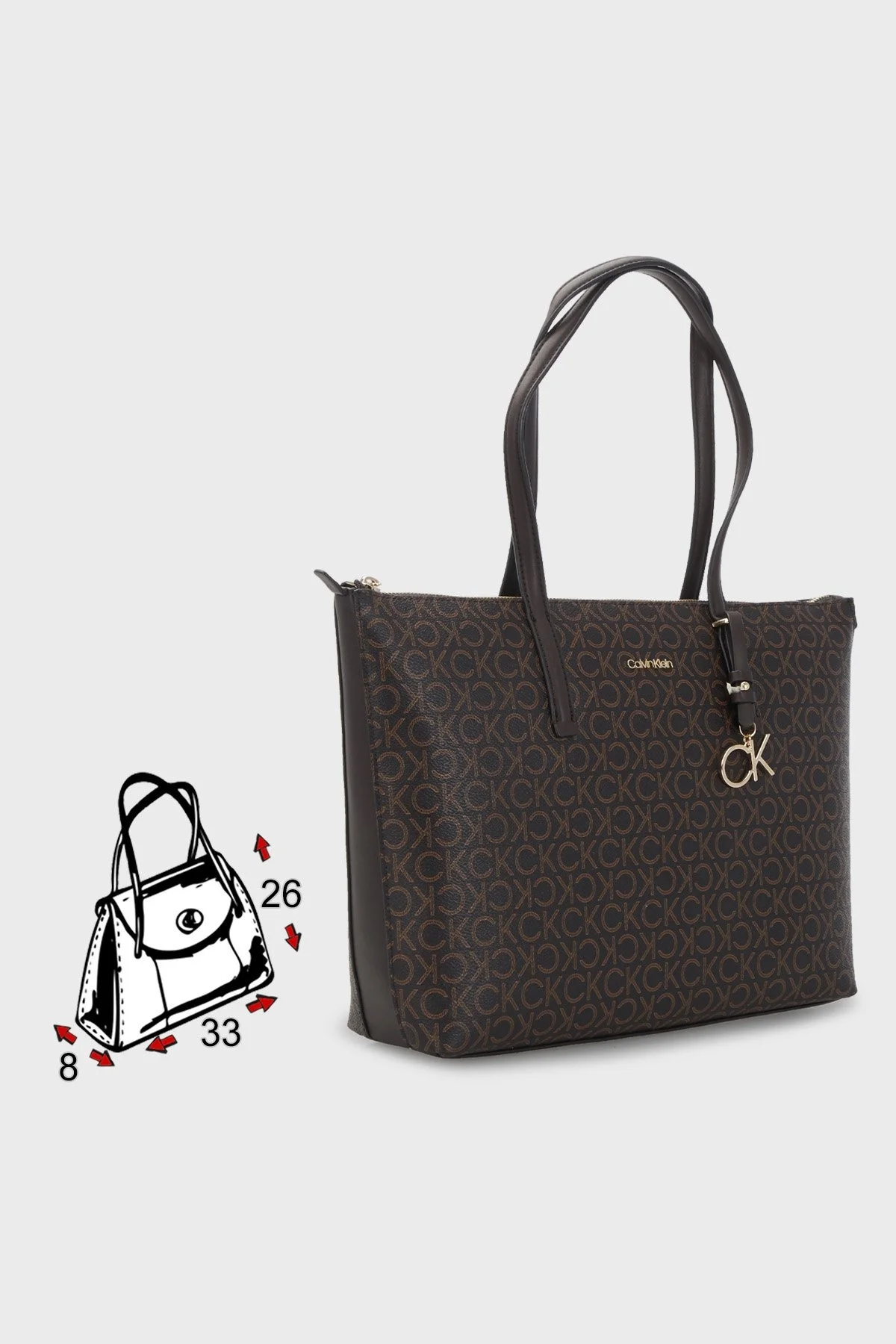 Calvin Klein Logolu Fermuarlı Bayan Çanta K60K609887 0HD KAHVE - 5