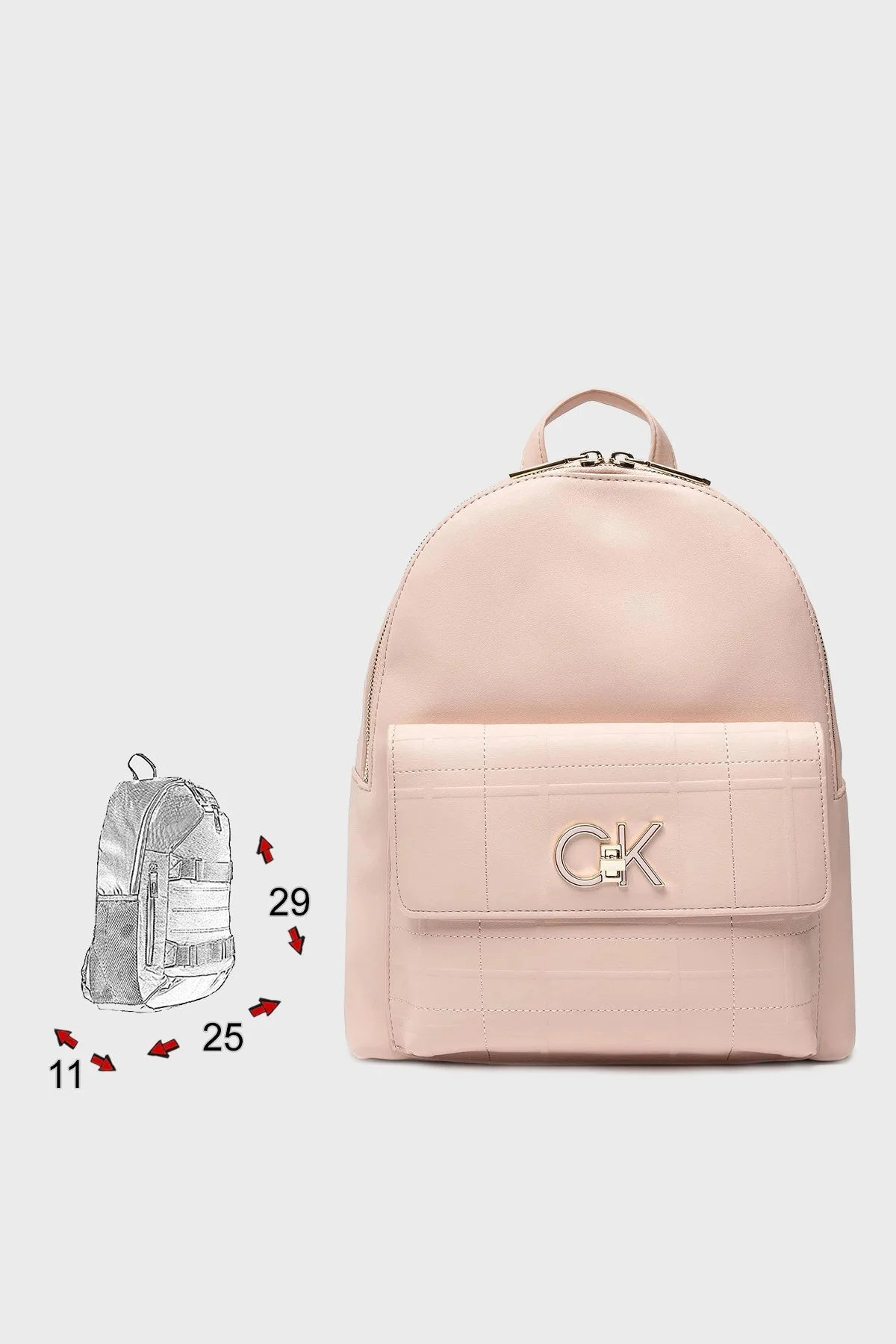 Calvin Klein Logolu Fermuarlı Bayan Sırt Çantası K60K609626 TER PEMBE - 6