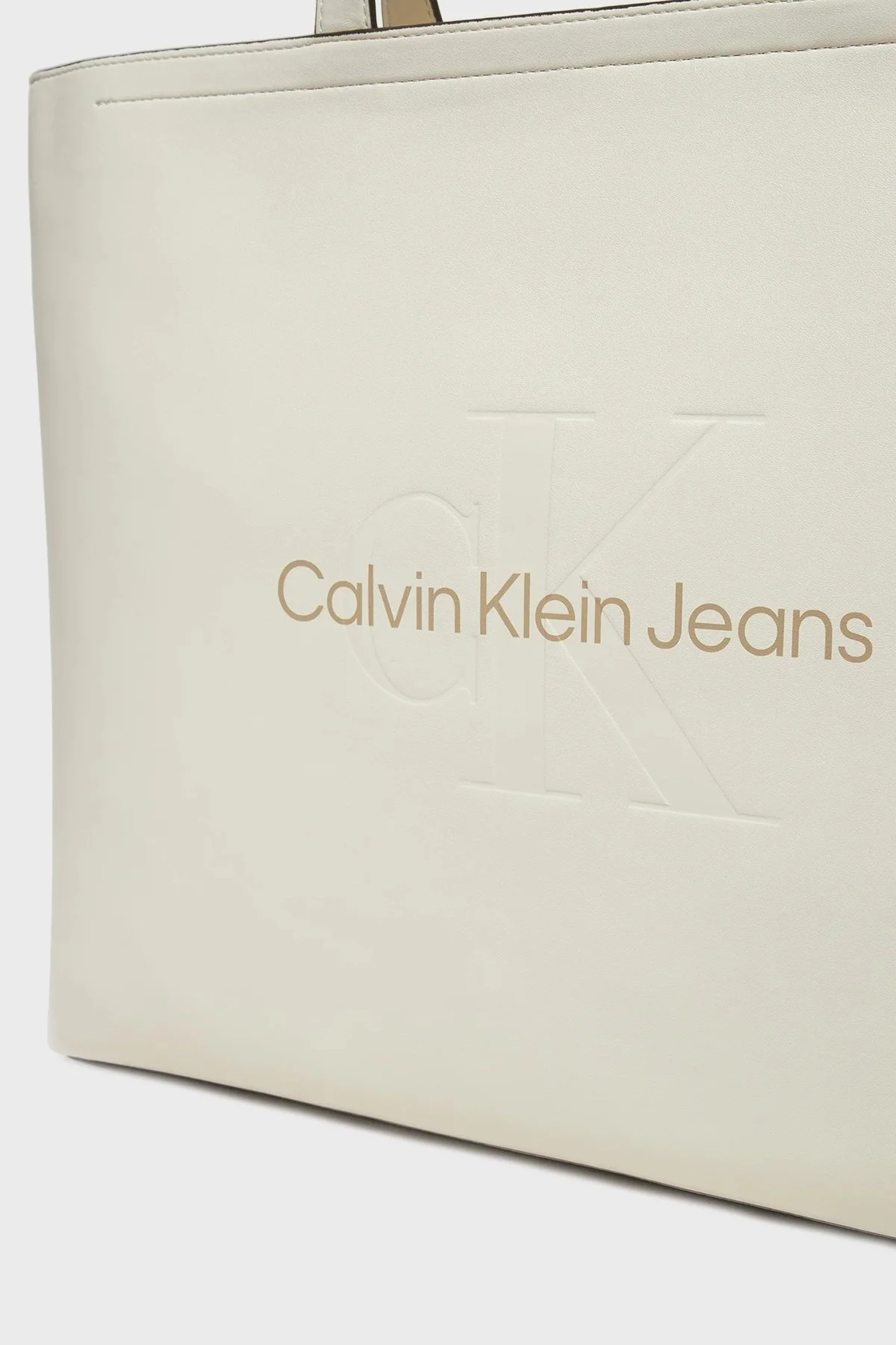 Calvin Klein Logolu Fermuarlı Büyük K60K612222YAS Bayan Çanta K60K612222 YAS BEYAZ - 4