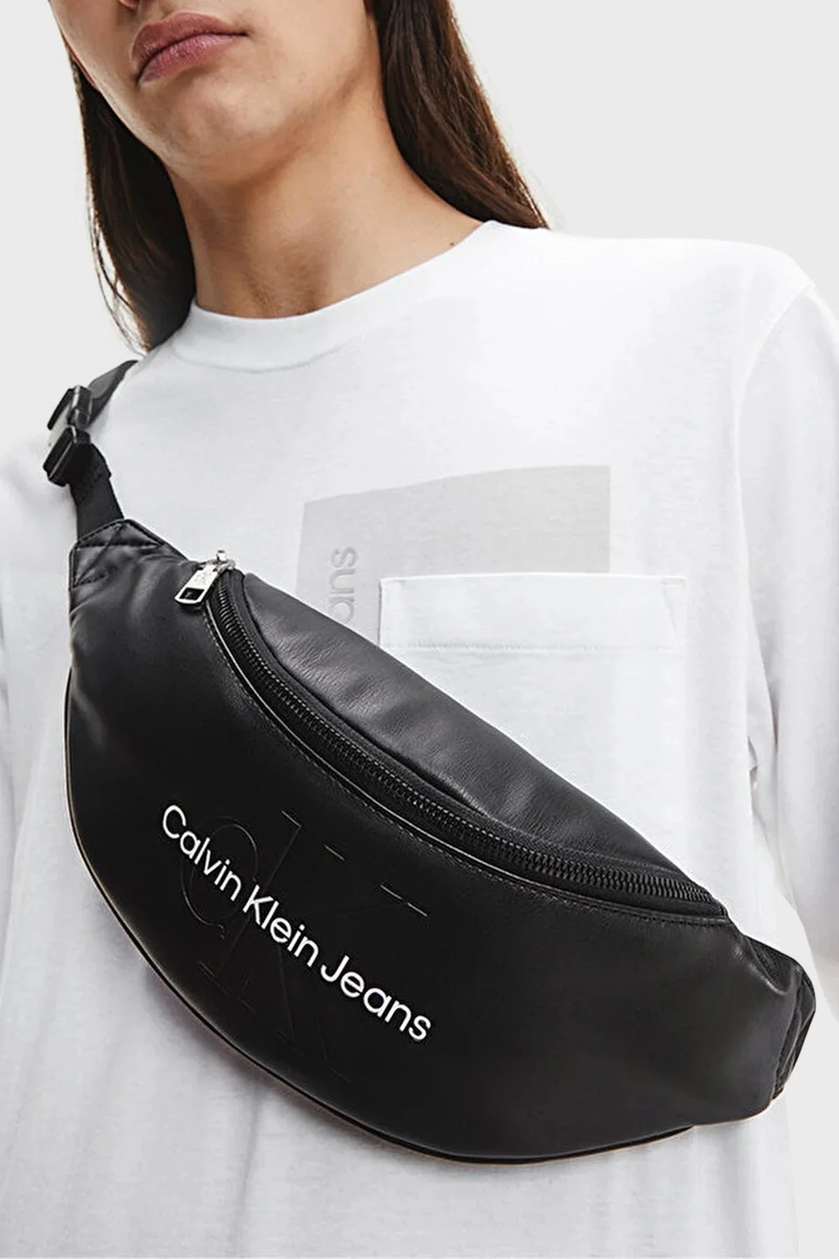 Calvin Klein Logolu Fermuarlı K50K508203BDS Erkek Bel Çantası K50K508203 BDS SİYAH - 2