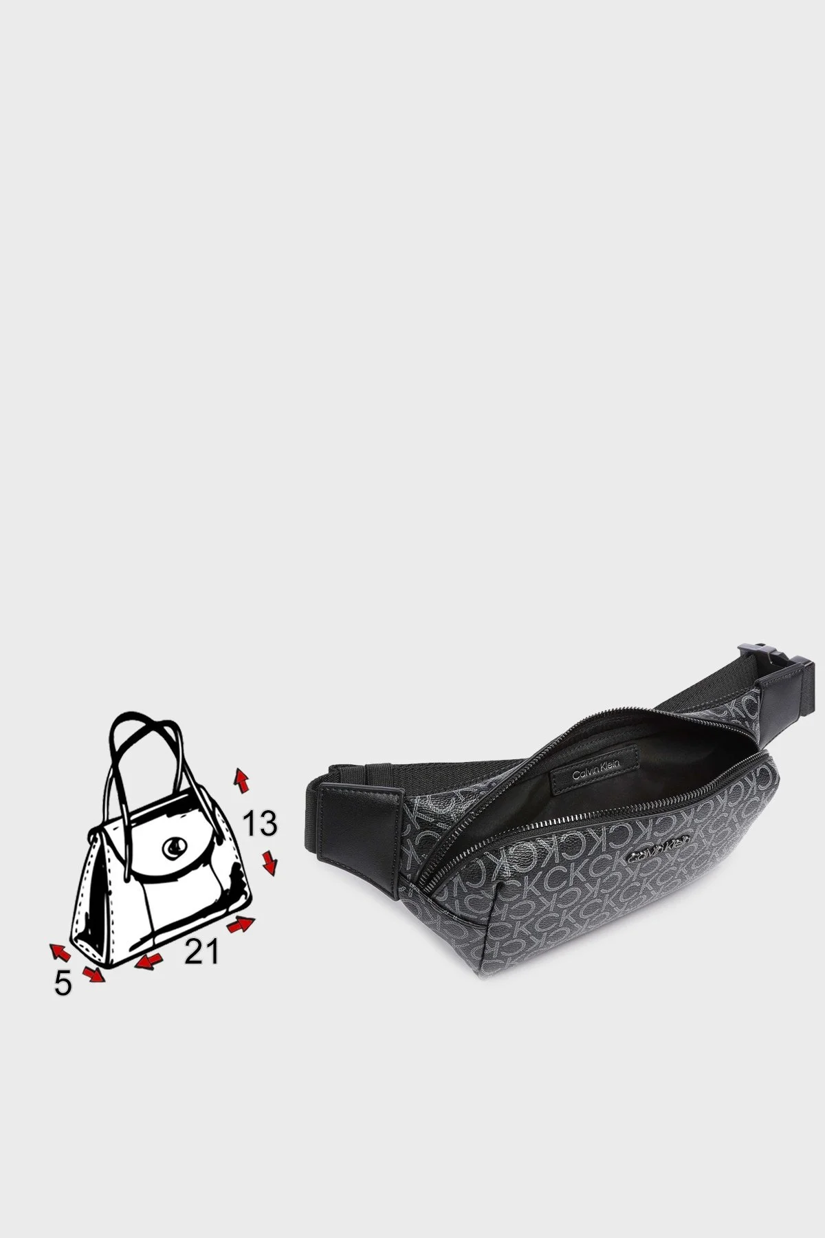 Calvin Klein Logolu Fermuarlı Erkek Bel Çantası K50K509100 BAX SİYAH - 5