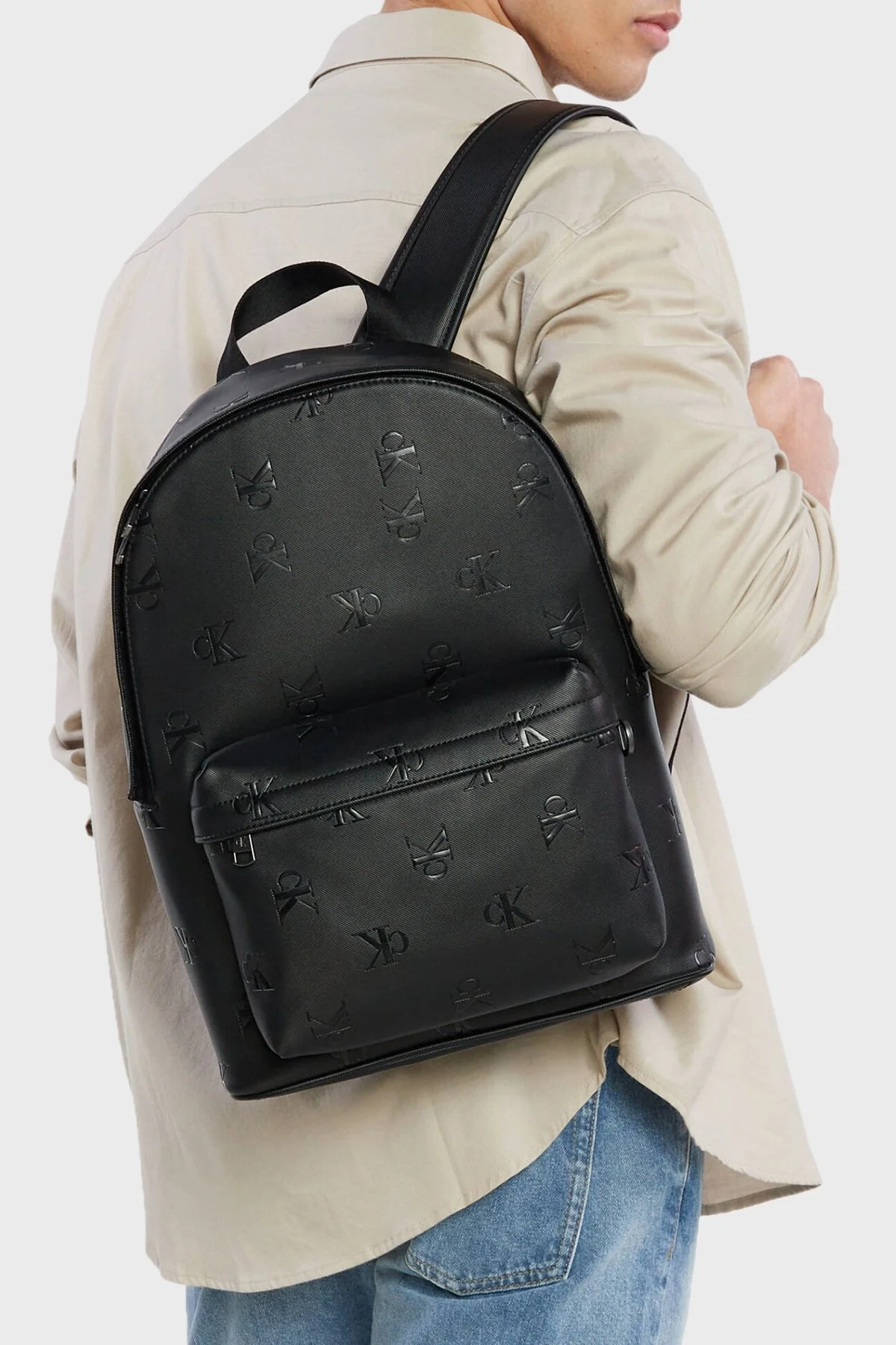 Calvin Klein Logolu Fermuarlı K50K5101050GJ Erkek Sırt Çantası K50K510105 0GJ SİYAH - 2