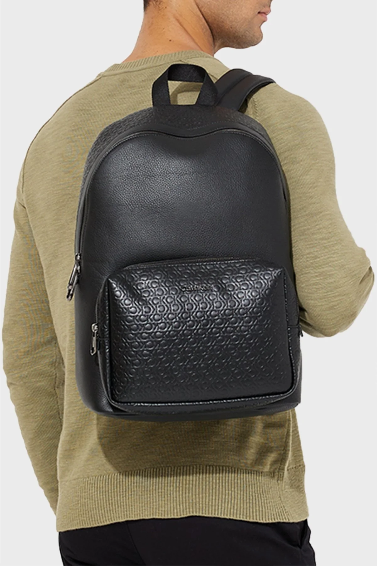 Calvin Klein Logolu Fermuarlı K50K51051401I Erkek Sırt Çantası K50K510514 01I SİYAH - 2