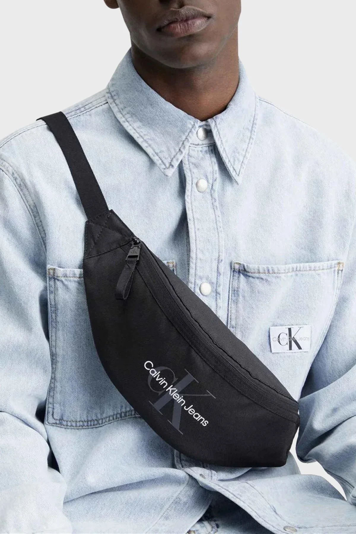 Calvin Klein Logolu Fermuarlı K50K511096BDS Erkek Bel Çantası K50K511096 BDS SİYAH - 2