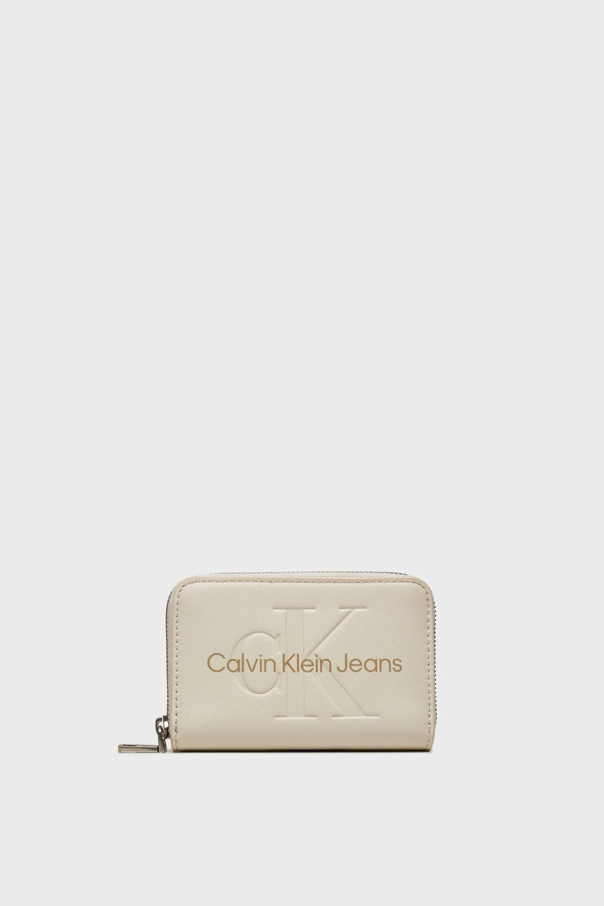 Calvin Klein Logolu Fermuarlı K60K612255ACF Bayan Cüzdan K60K612255 ACF BEJ - 1