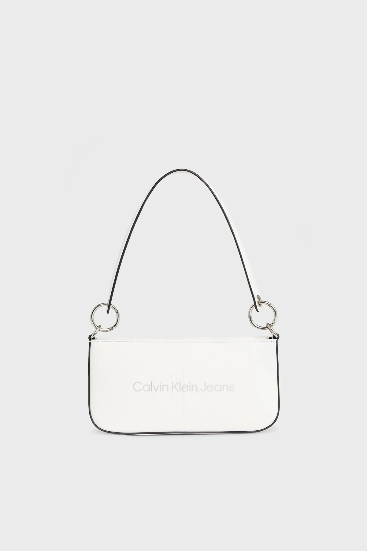 Calvin Klein Logolu Fermuarlı Mini K60K6106790LI Bayan Çanta K60K610679 0LI BEYAZ-GÜMÜŞ - 1
