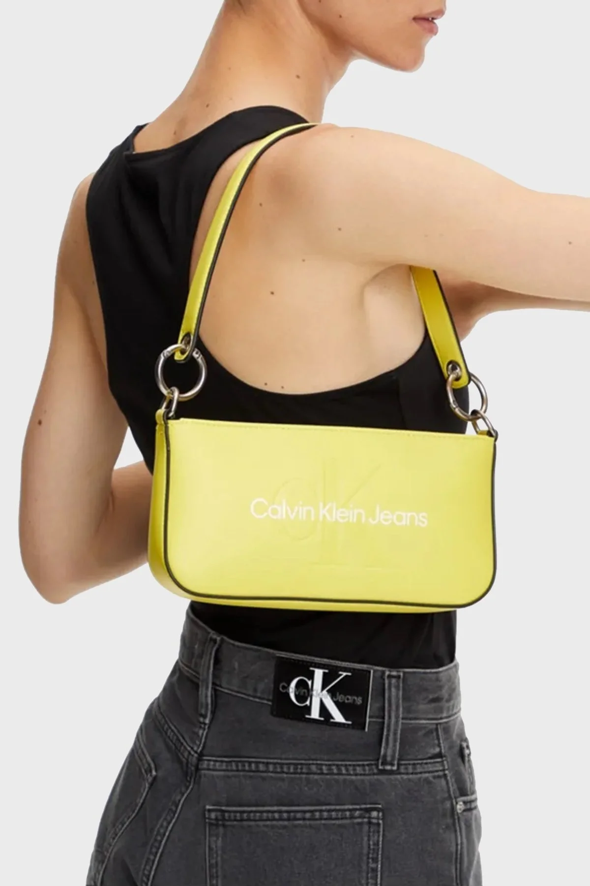 Calvin Klein Logolu Fermuarlı Mini K60K610679LAE Bayan Çanta K60K610679 LAE SARI - 6