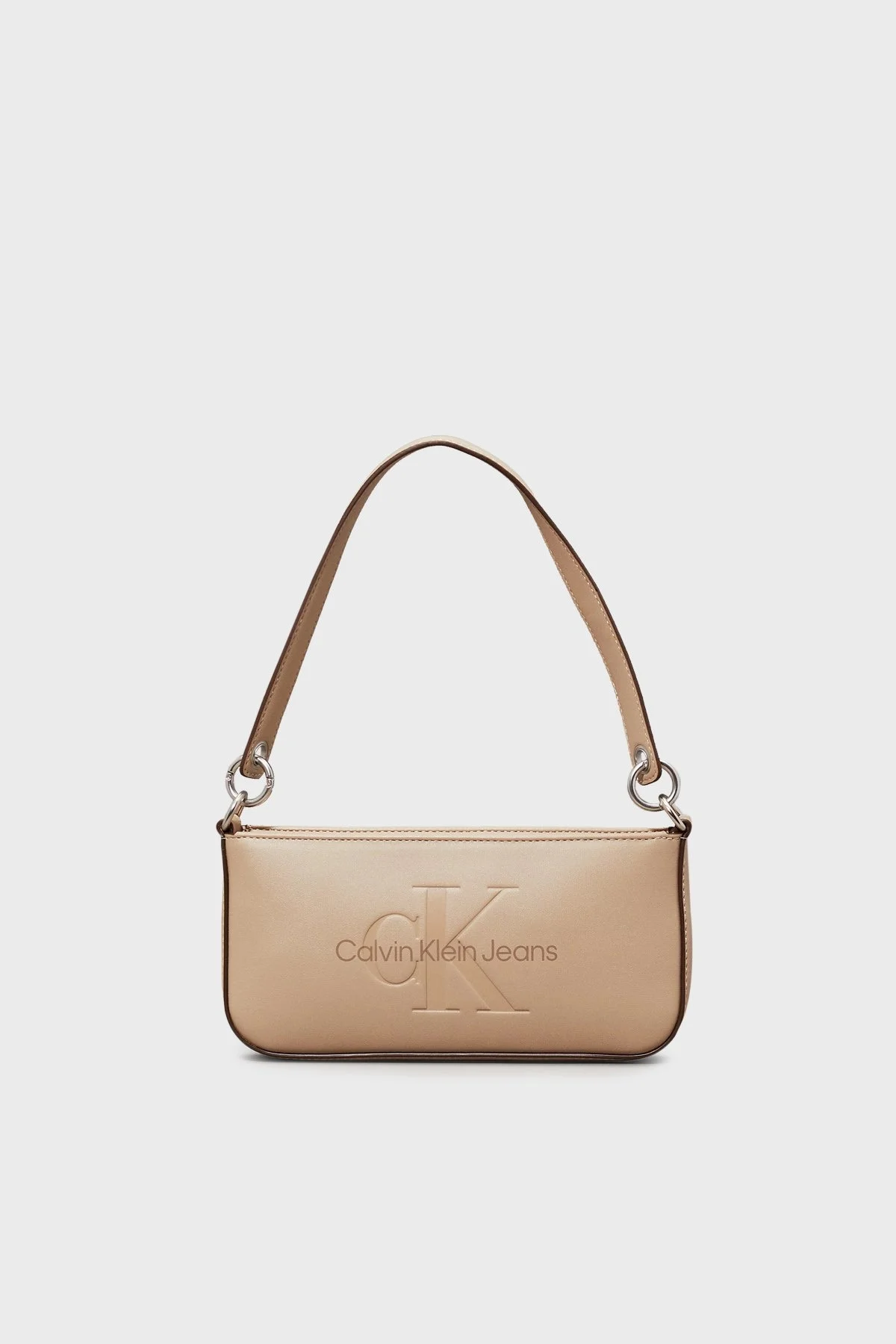 Calvin Klein Logolu Fermuarlı Mini K60K610679PBF Bayan Çanta K60K610679 PBF BEJ - 1