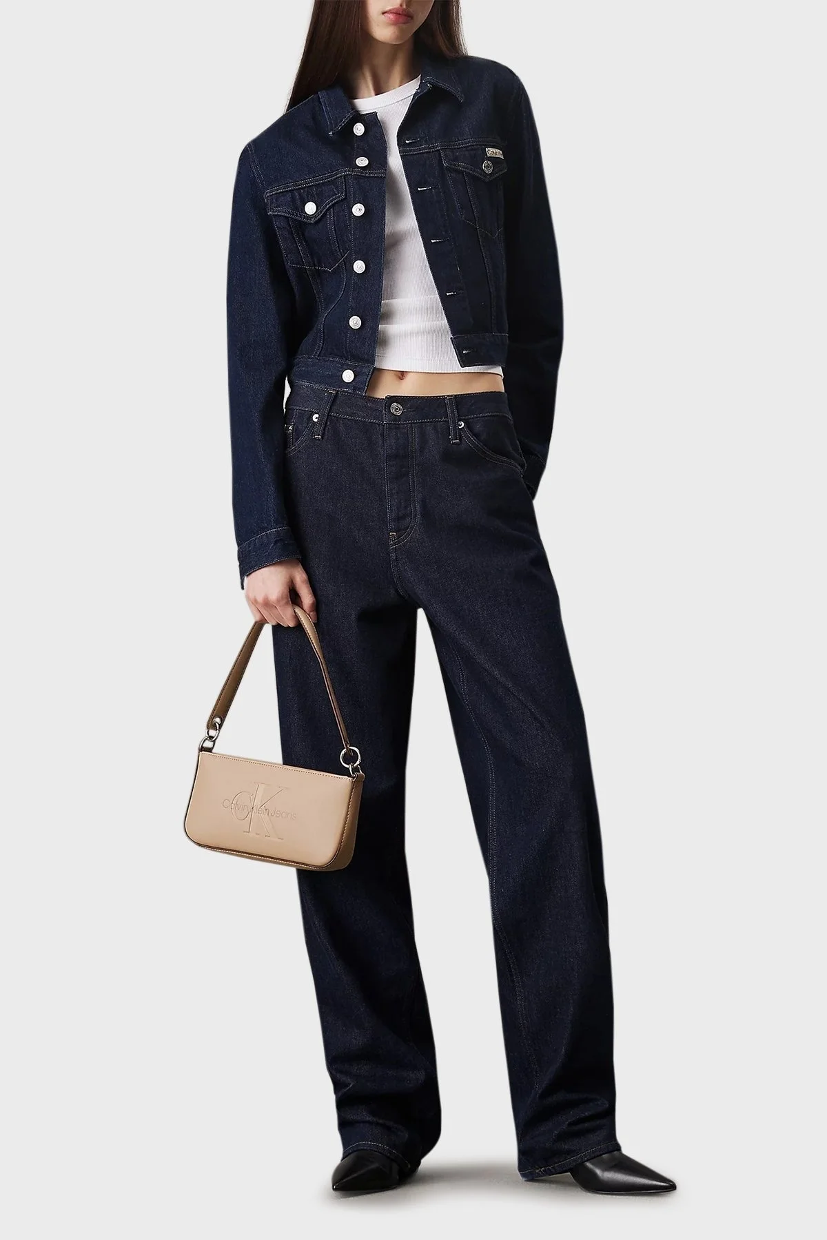 Calvin Klein Logolu Fermuarlı Mini K60K610679PBF Bayan Çanta K60K610679 PBF BEJ - 2