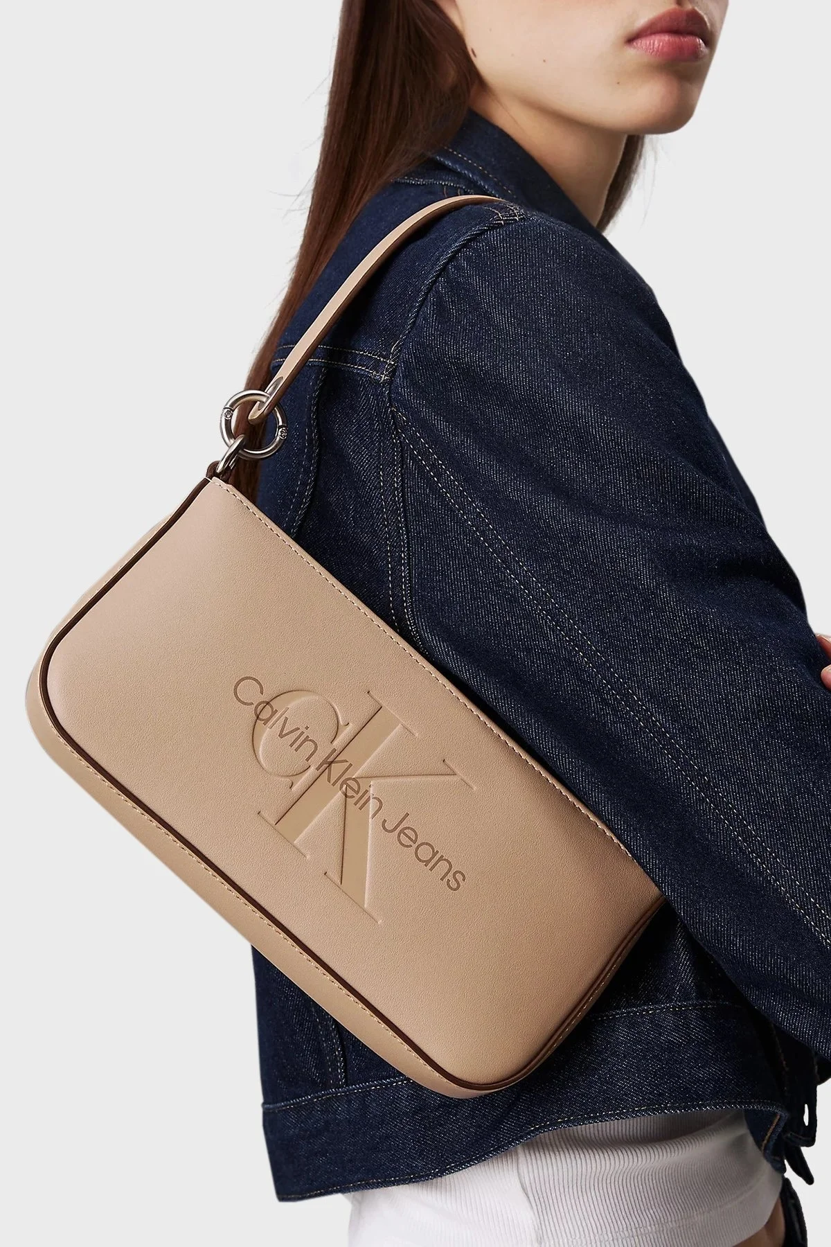 Calvin Klein Logolu Fermuarlı Mini K60K610679PBF Bayan Çanta K60K610679 PBF BEJ - 3