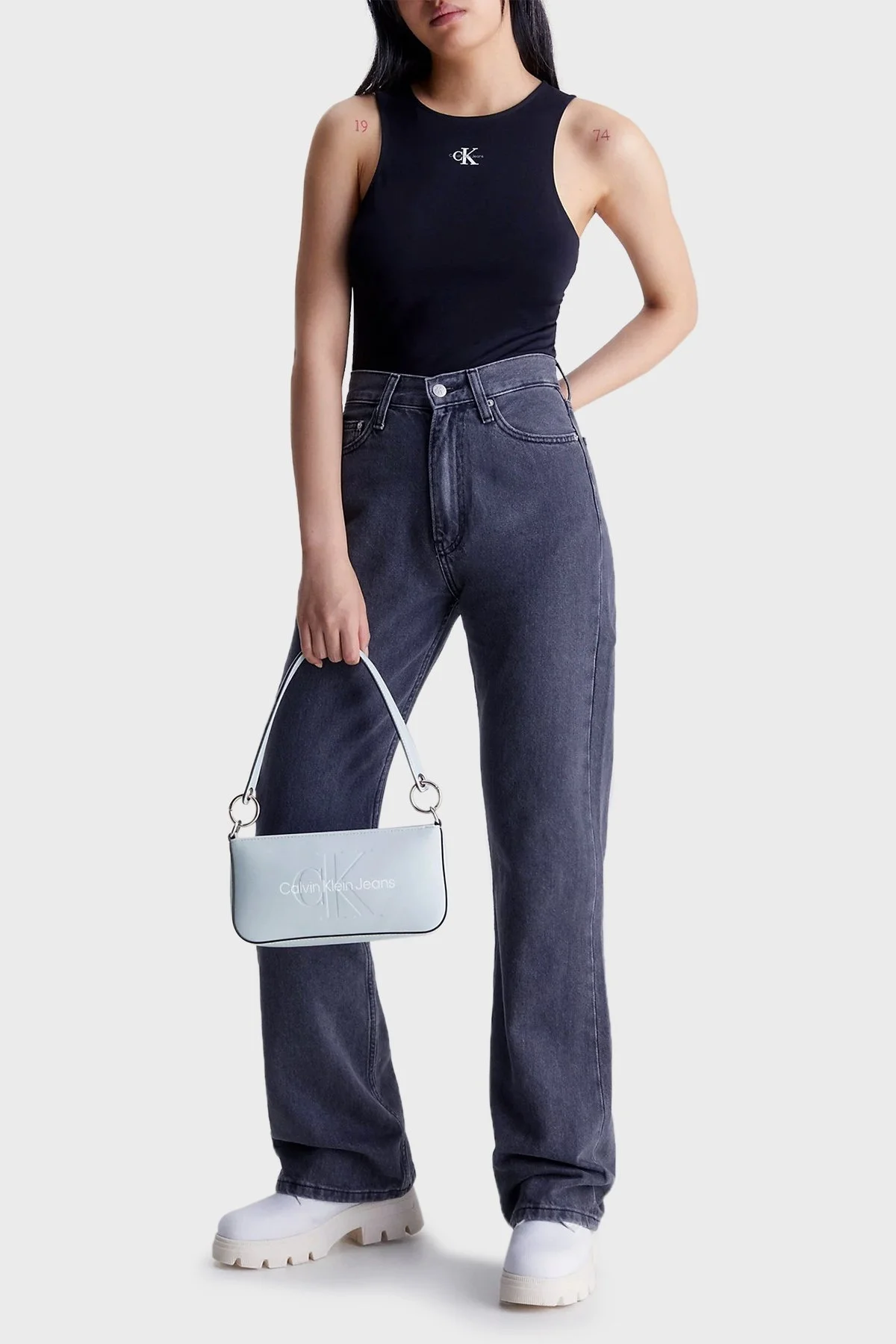 Calvin Klein Logolu Fermuarlı Mini K60K610679PNZ Bayan Çanta K60K610679 PNZ AÇIK MAVİ - 3