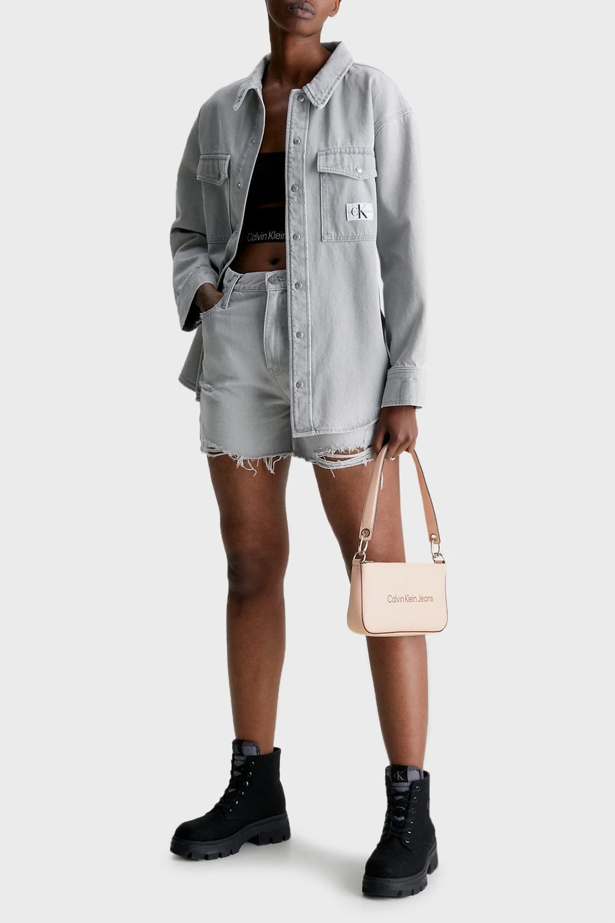 Calvin Klein Logolu Fermuarlı Mini K60K610679TGE Bayan Çanta K60K610679 TGE PUDRA - 2