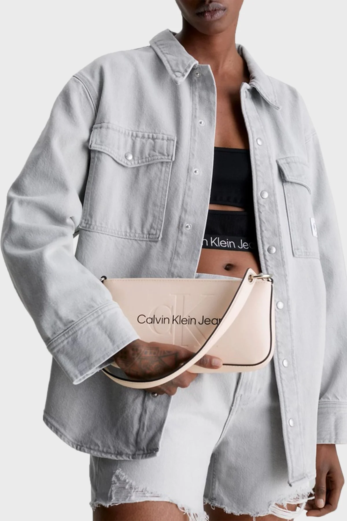 Calvin Klein Logolu Fermuarlı Mini K60K610679TGE Bayan Çanta K60K610679 TGE PUDRA - 3