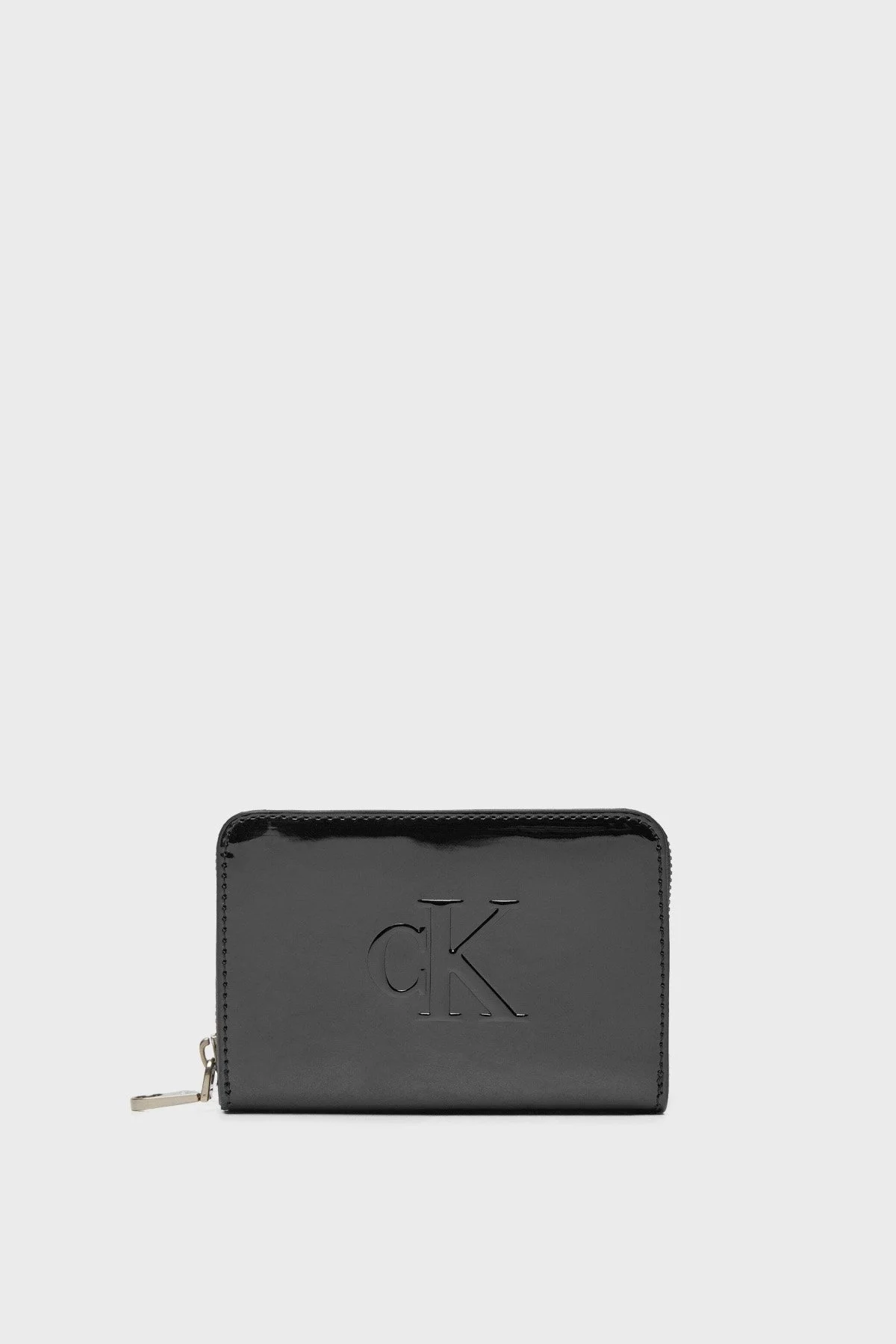 Calvin Klein Logolu Fermuarlı Rugan K60K613059BEH Bayan Cüzdan K60K613059 BEH SİYAH - 5