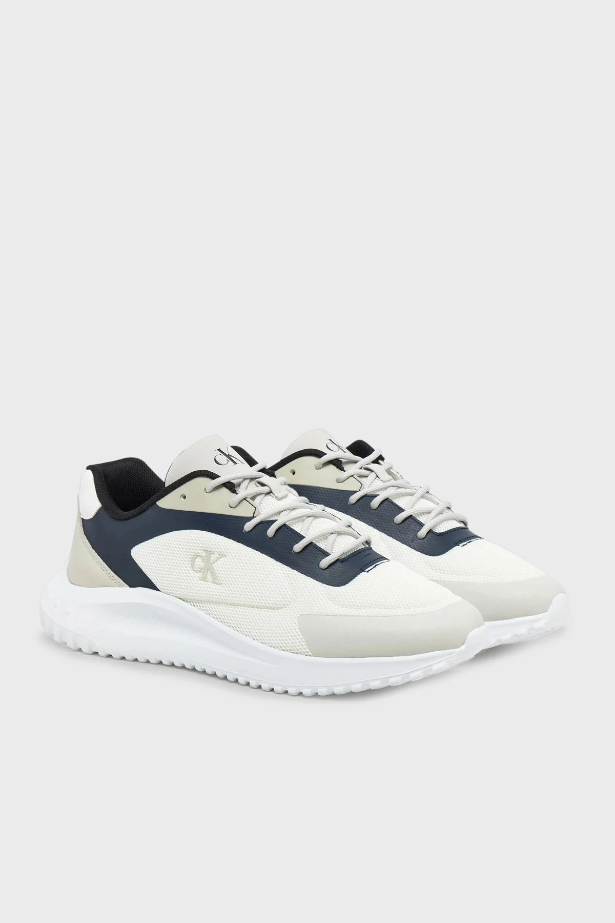 Calvin Klein Logolu Fileli Sneaker YM0YM011850LD Erkek Ayakkabı YM0YM01185 0LD BEYAZ-LACİVERT - 8