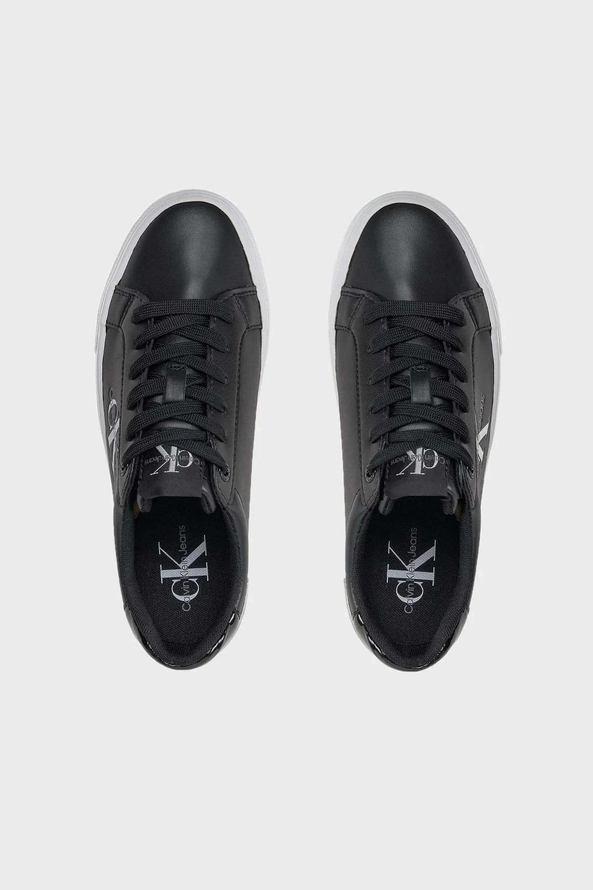 Calvin Klein Logolu Flatform Deri Sneaker YW0YW012940GM Bayan Ayakkabı YW0YW01294 0GM SİYAH-BEYAZ - 5
