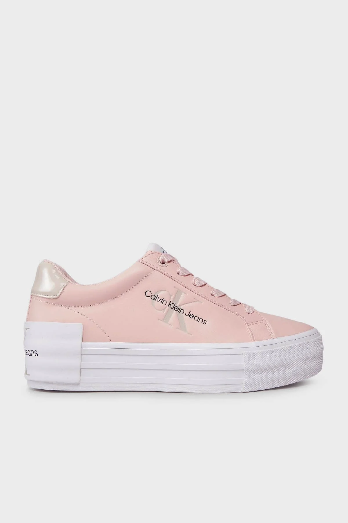 Calvin Klein Logolu Flatform Deri Sneaker YW0YW012940J2 Bayan Ayakkabı YW0YW01294 0J2 PUDRA - 1
