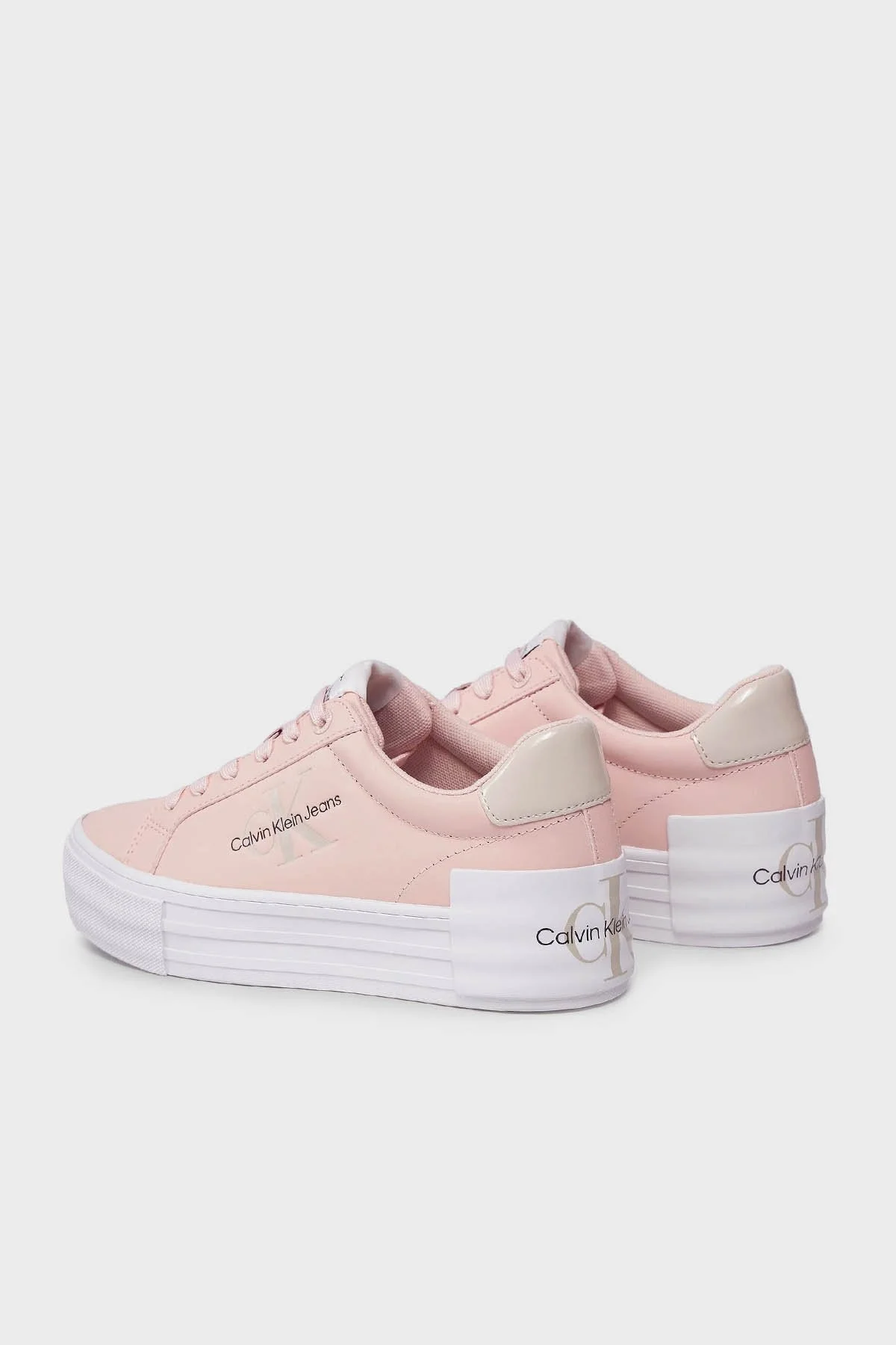 Calvin Klein Logolu Flatform Deri Sneaker YW0YW012940J2 Bayan Ayakkabı YW0YW01294 0J2 PUDRA - 3