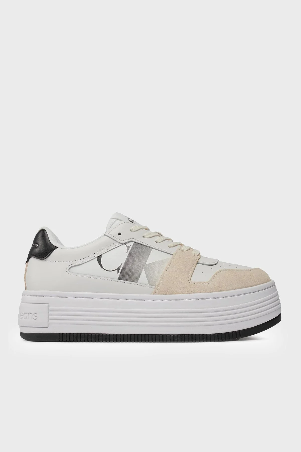 Calvin Klein Logolu Flatform Sneaker YW0YW0130801W Bayan Ayakkabı YW0YW01308 01W BEYAZ-SİYAH - 1