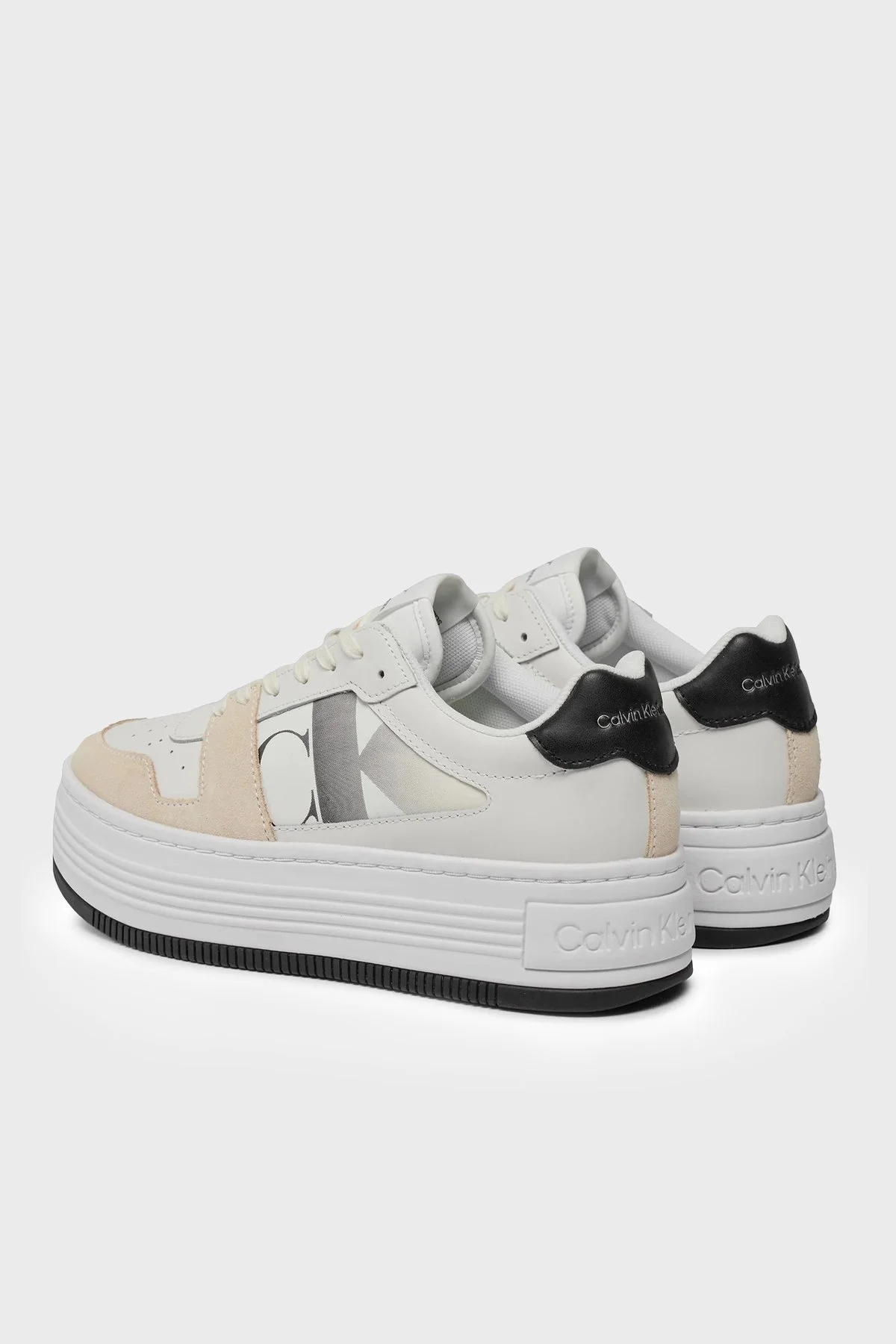 Calvin Klein Logolu Flatform Sneaker YW0YW0130801W Bayan Ayakkabı YW0YW01308 01W BEYAZ-SİYAH - 6