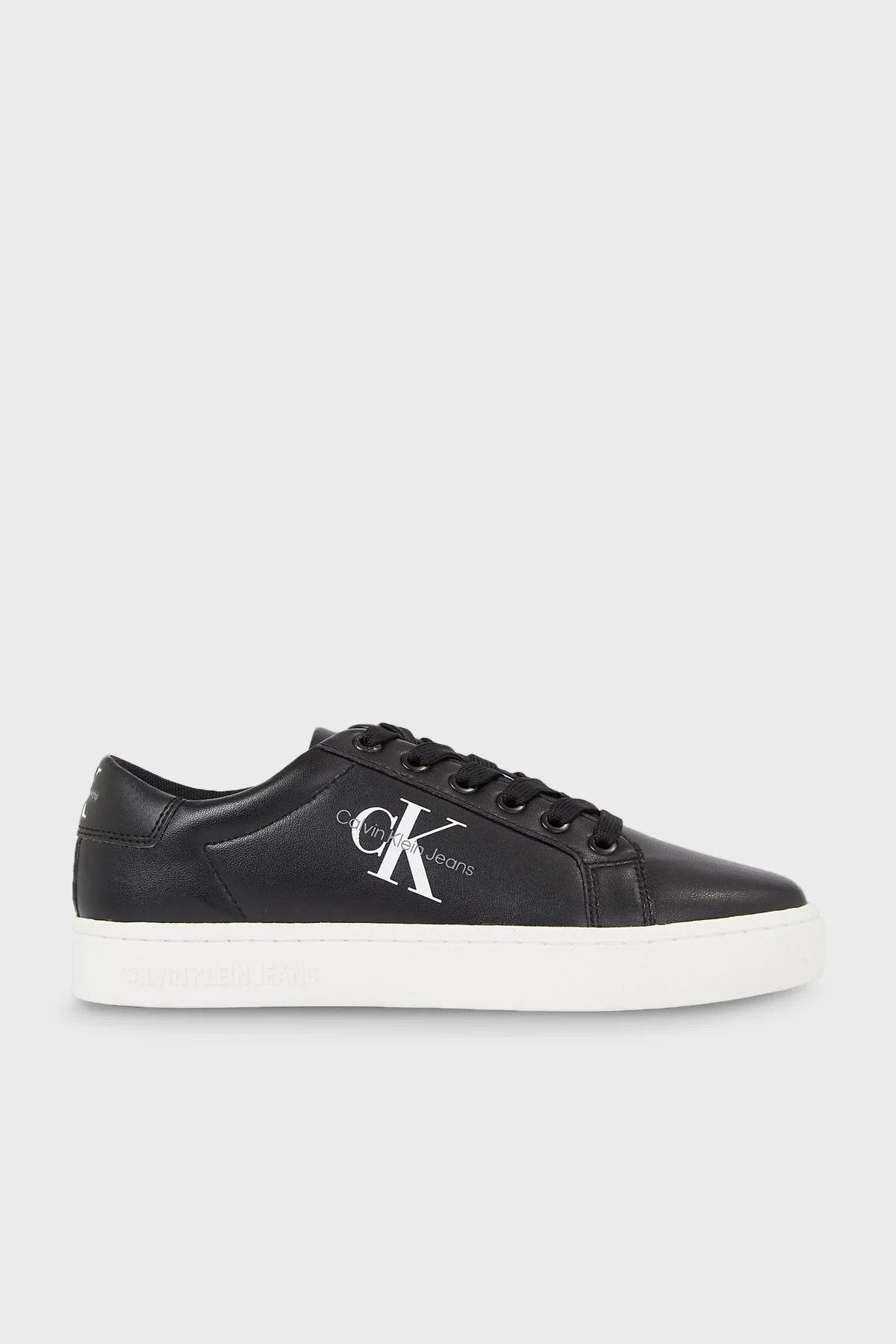 Calvin Klein Logolu Hakiki Deri Sneaker YW0YW01269BEH Bayan Ayakkabı YW0YW01269 BEH SİYAH-BEYAZ - 1