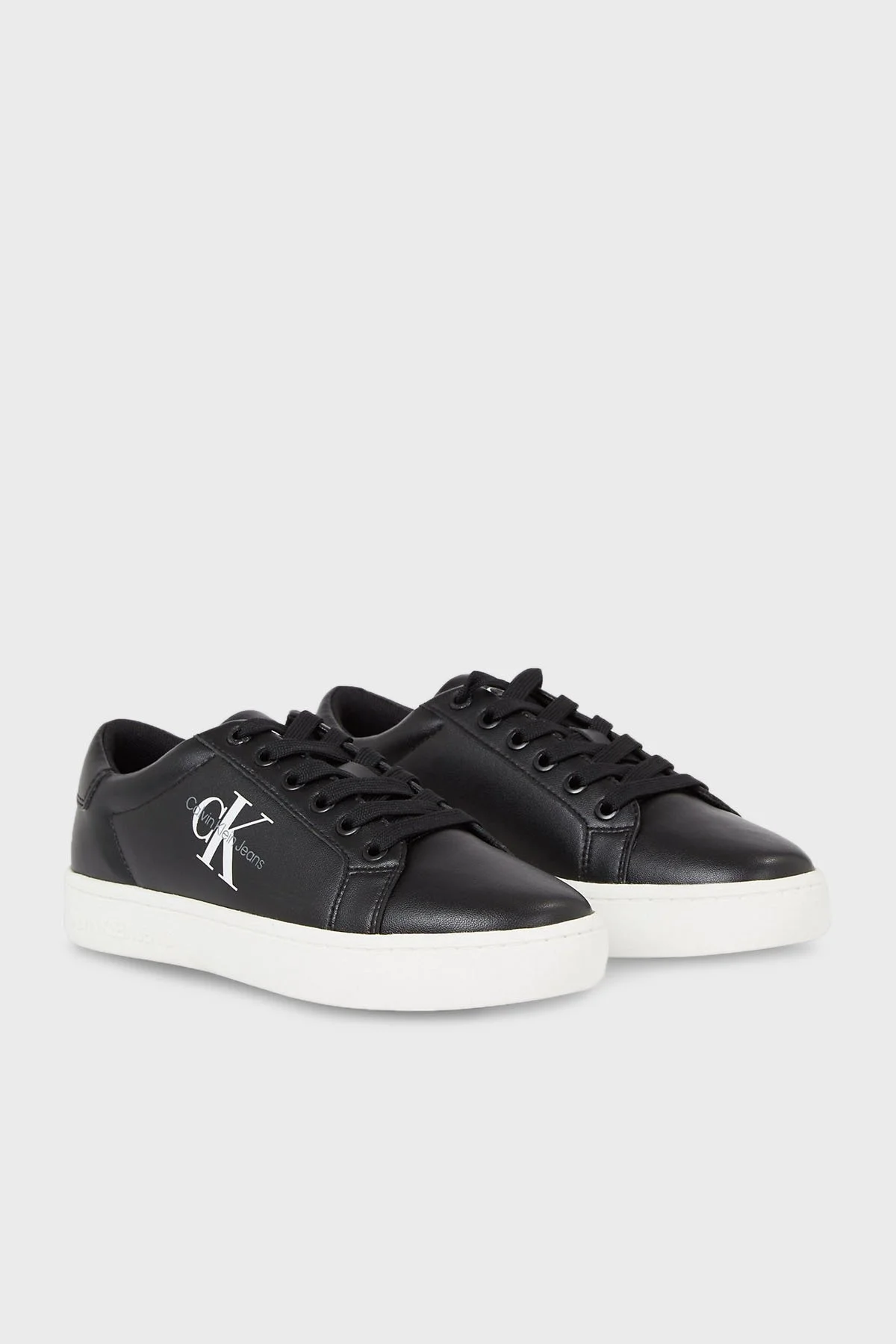 Calvin Klein Logolu Hakiki Deri Sneaker YW0YW01269BEH Bayan Ayakkabı YW0YW01269 BEH SİYAH-BEYAZ - 3