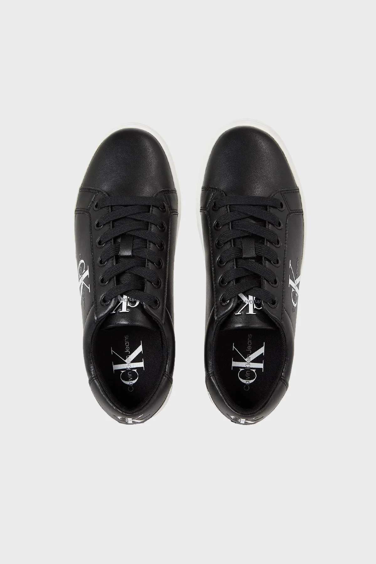 Calvin Klein Logolu Hakiki Deri Sneaker YW0YW01269BEH Bayan Ayakkabı YW0YW01269 BEH SİYAH-BEYAZ - 5