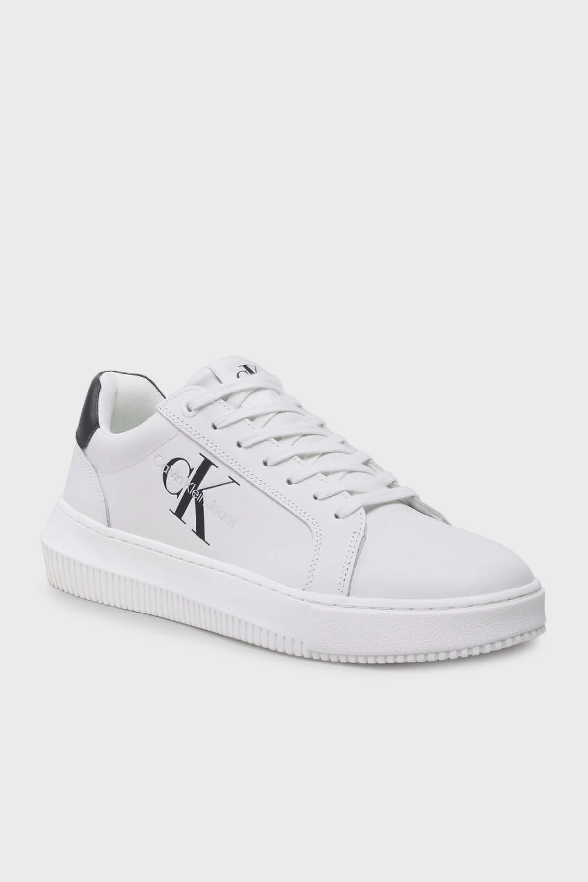 Calvin Klein Logolu Hakiki Deri Erkek Ayakkabı YM0YM00681 0K4 BEYAZ - 2