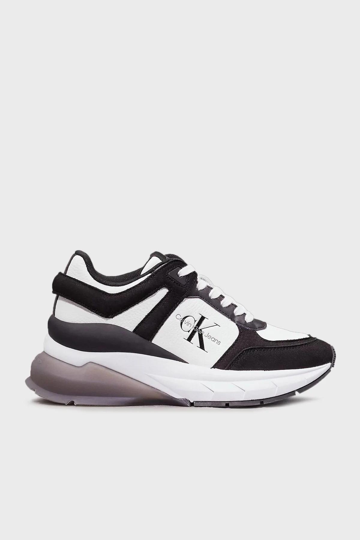 Calvin Klein Logolu Hakiki Deri Platform Taban Sneaker YW0YW015770GM Bayan Ayakkabı YW0YW01577 0GM SİYAH-BEYAZ - 1