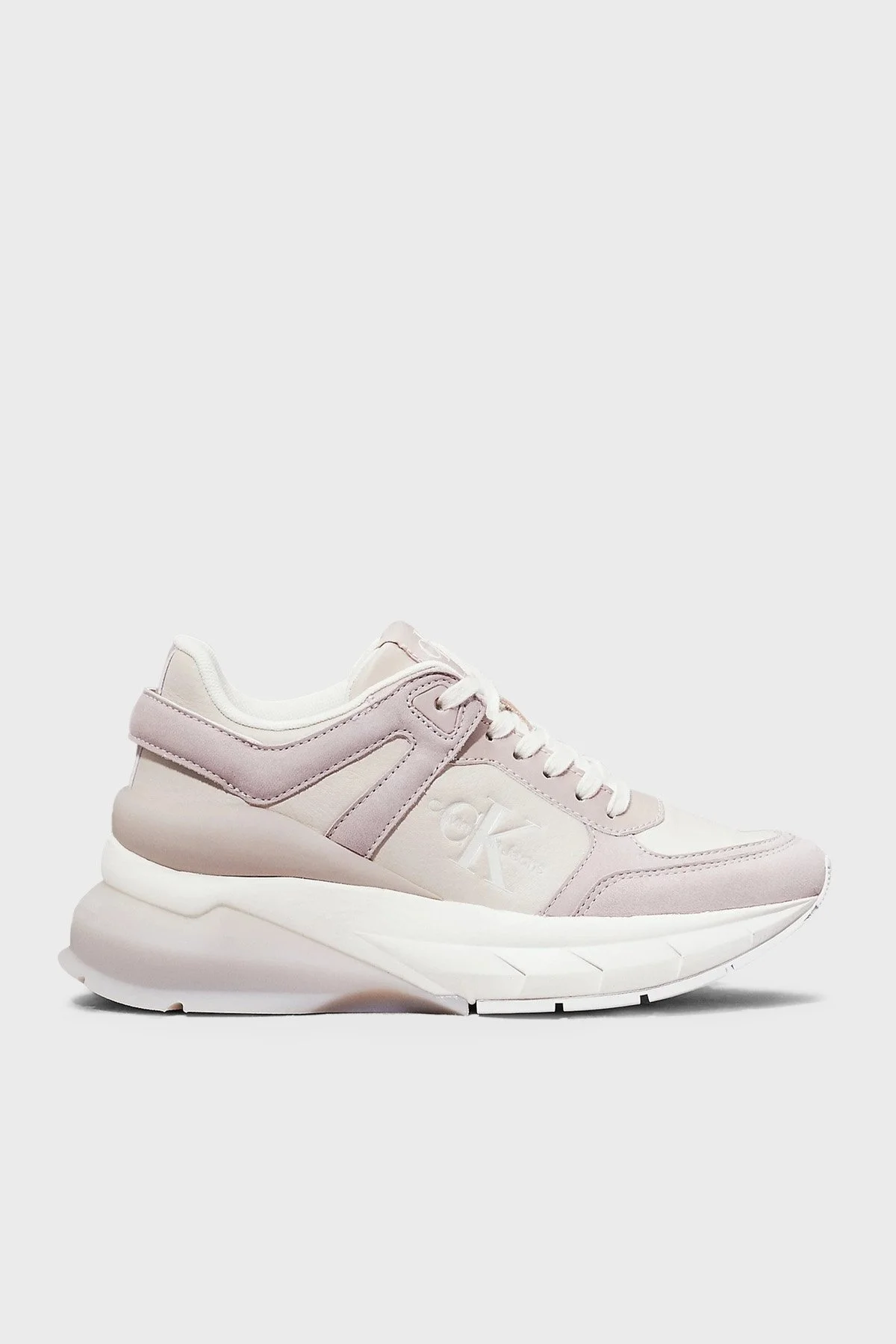 Calvin Klein Logolu Hakiki Deri Platform Taban Sneaker YW0YW015770HK Bayan Ayakkabı YW0YW01577 0HK BEJ - 1