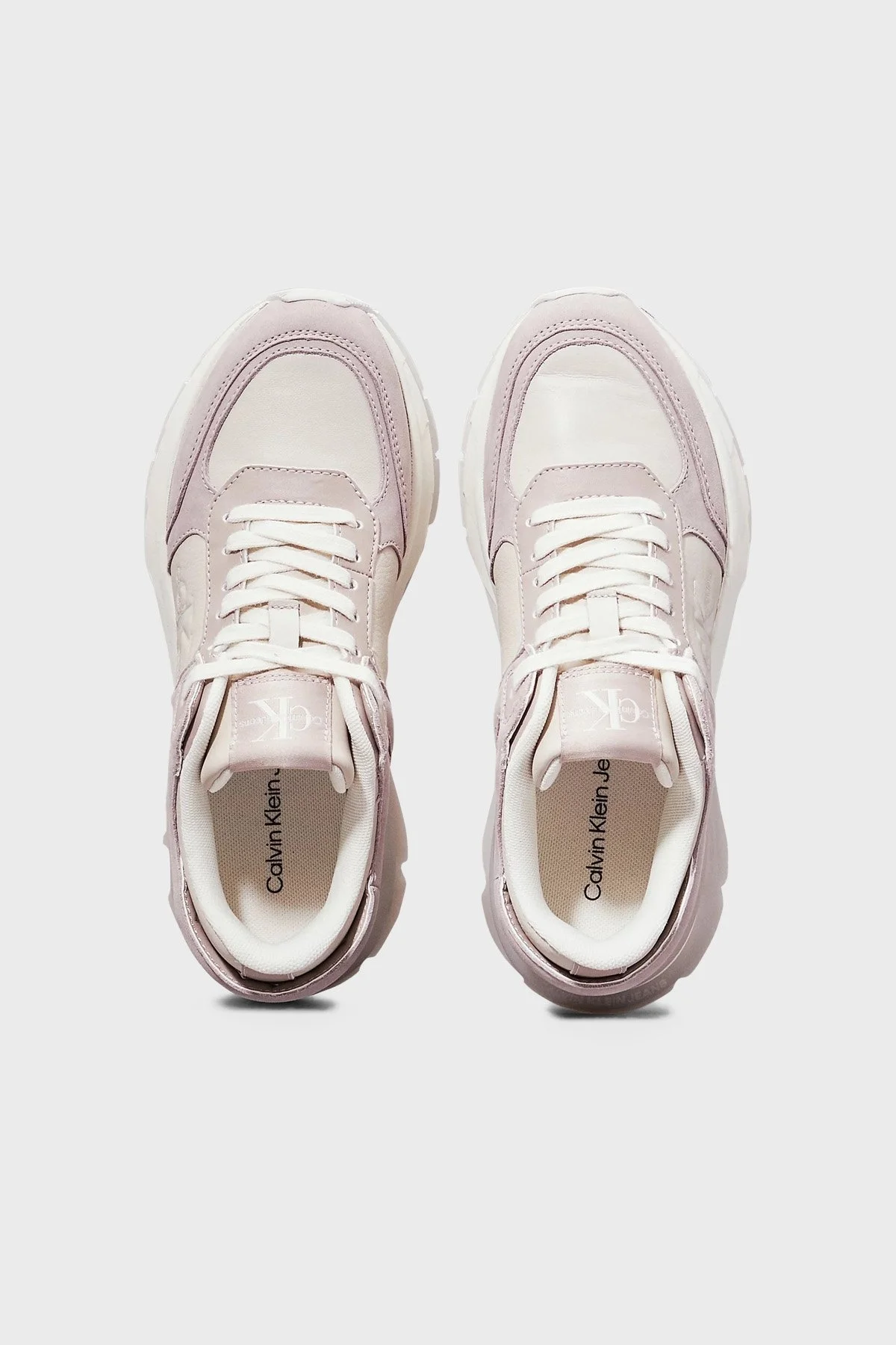 Calvin Klein Logolu Hakiki Deri Platform Taban Sneaker YW0YW015770HK Bayan Ayakkabı YW0YW01577 0HK BEJ - 3