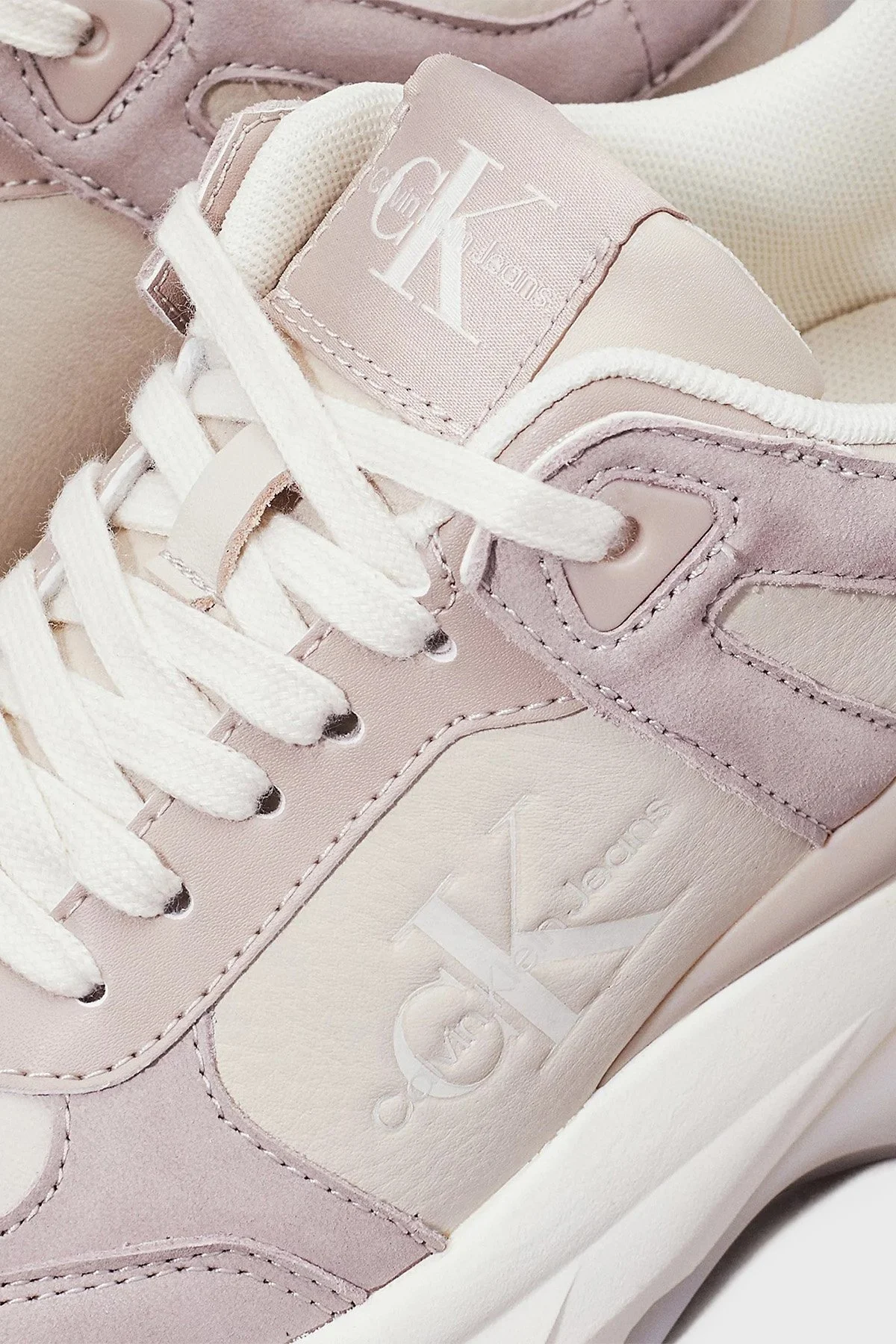 Calvin Klein Logolu Hakiki Deri Platform Taban Sneaker YW0YW015770HK Bayan Ayakkabı YW0YW01577 0HK BEJ - 4