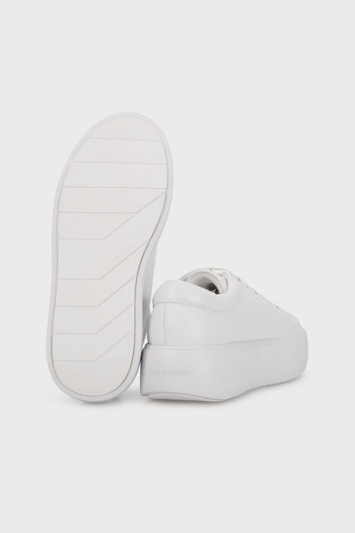 Calvin Klein Logolu Hakiki Deri Sneaker Bayan Ayakkabı HW0HW01356 0K4 BEYAZ - 4