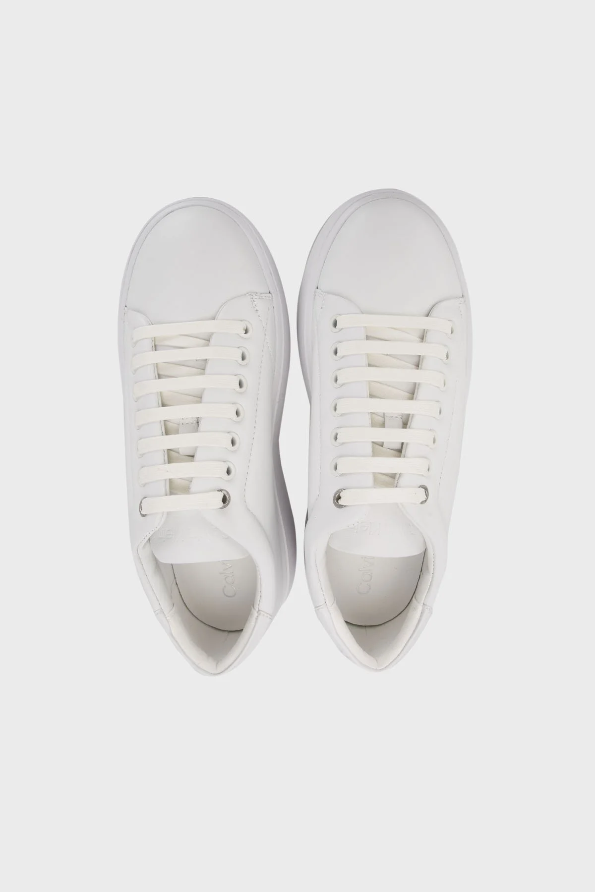 Calvin Klein Logolu Hakiki Deri Sneaker Bayan Ayakkabı HW0HW01356 0K4 BEYAZ - 5