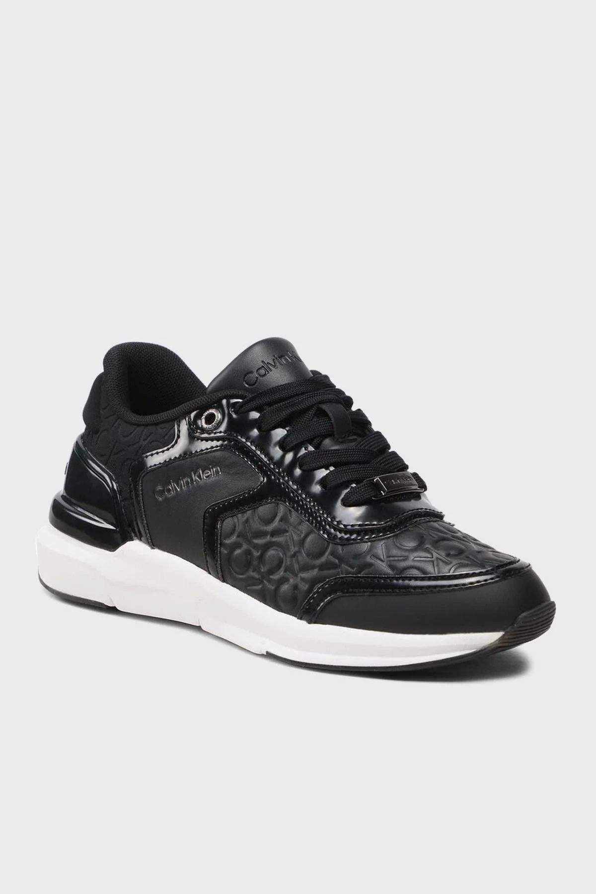 Calvin Klein Logolu Hakiki Deri Sneaker Bayan Ayakkabı HW0HW01375 0GK SİYAH - 2