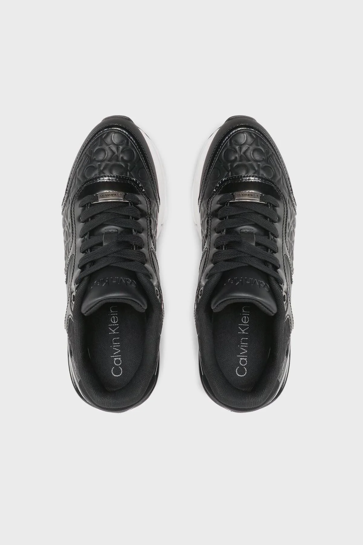 Calvin Klein Logolu Hakiki Deri Sneaker Bayan Ayakkabı HW0HW01375 0GK SİYAH - 5