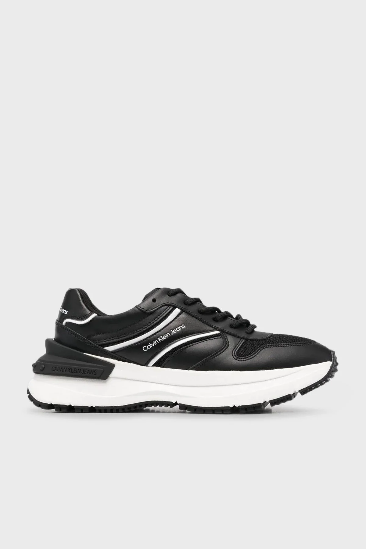 Calvin Klein Logolu Hakiki Deri Sneaker Bayan Ayakkabı YW0YW00890 0GM SİYAH - 1
