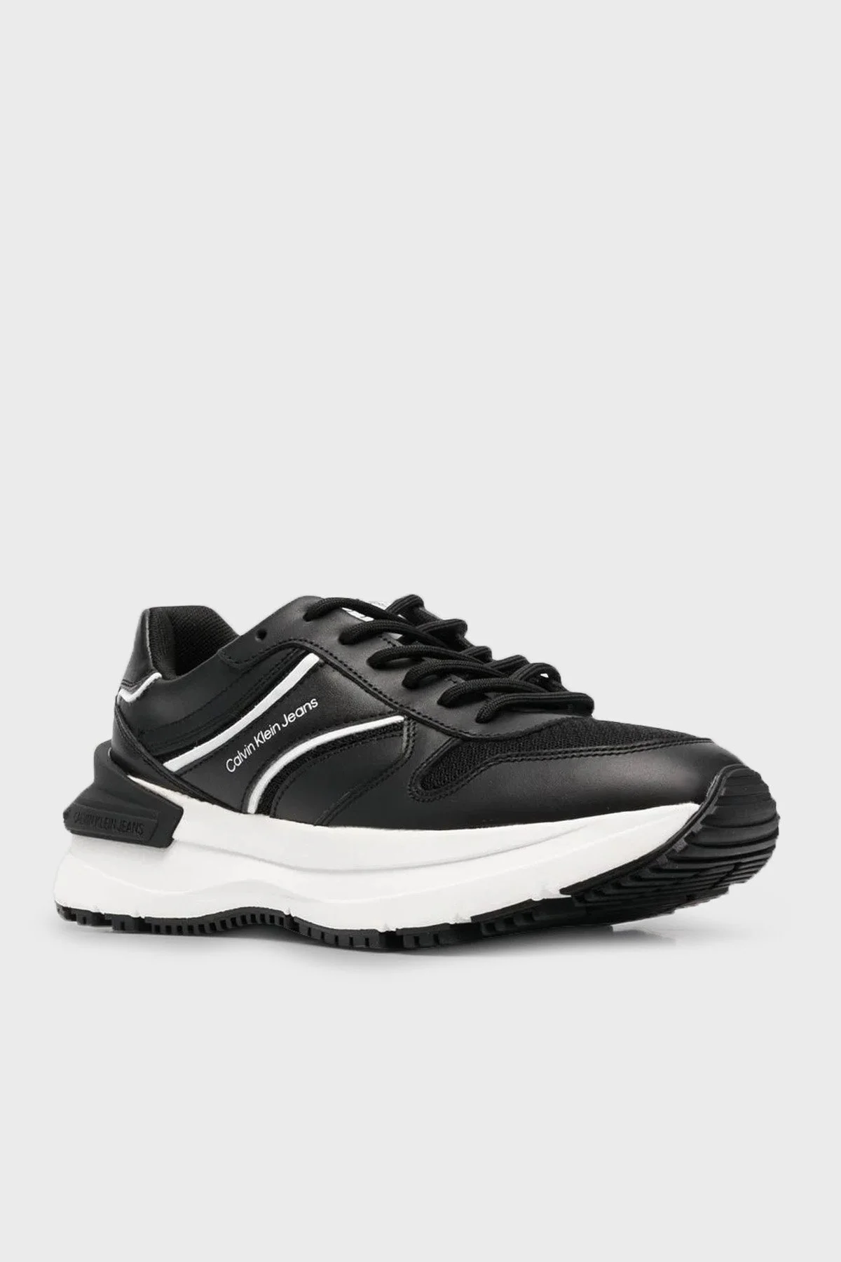 Calvin Klein Logolu Hakiki Deri Sneaker Bayan Ayakkabı YW0YW00890 0GM SİYAH - 2