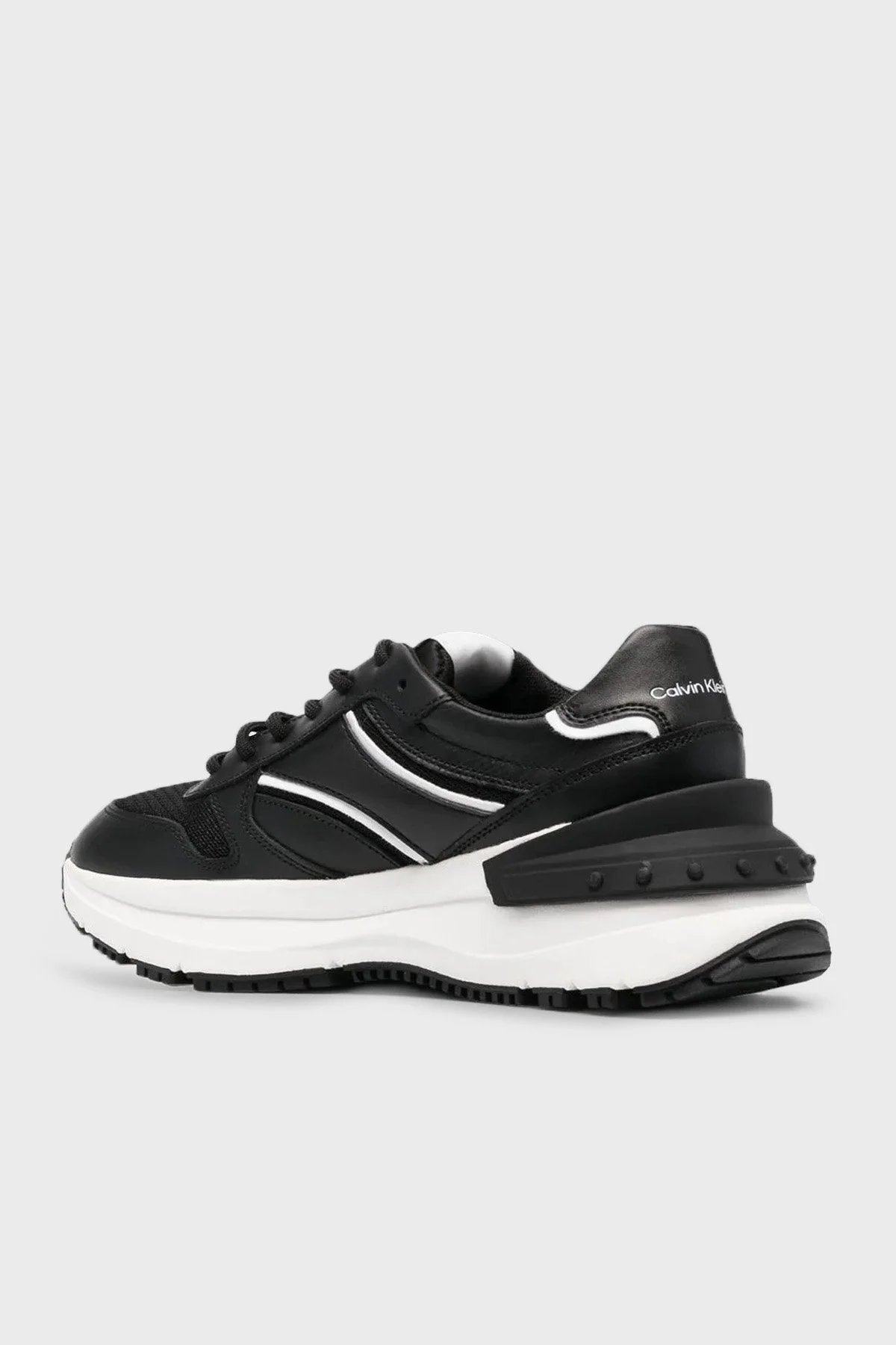 Calvin Klein Logolu Hakiki Deri Sneaker Bayan Ayakkabı YW0YW00890 0GM SİYAH - 3
