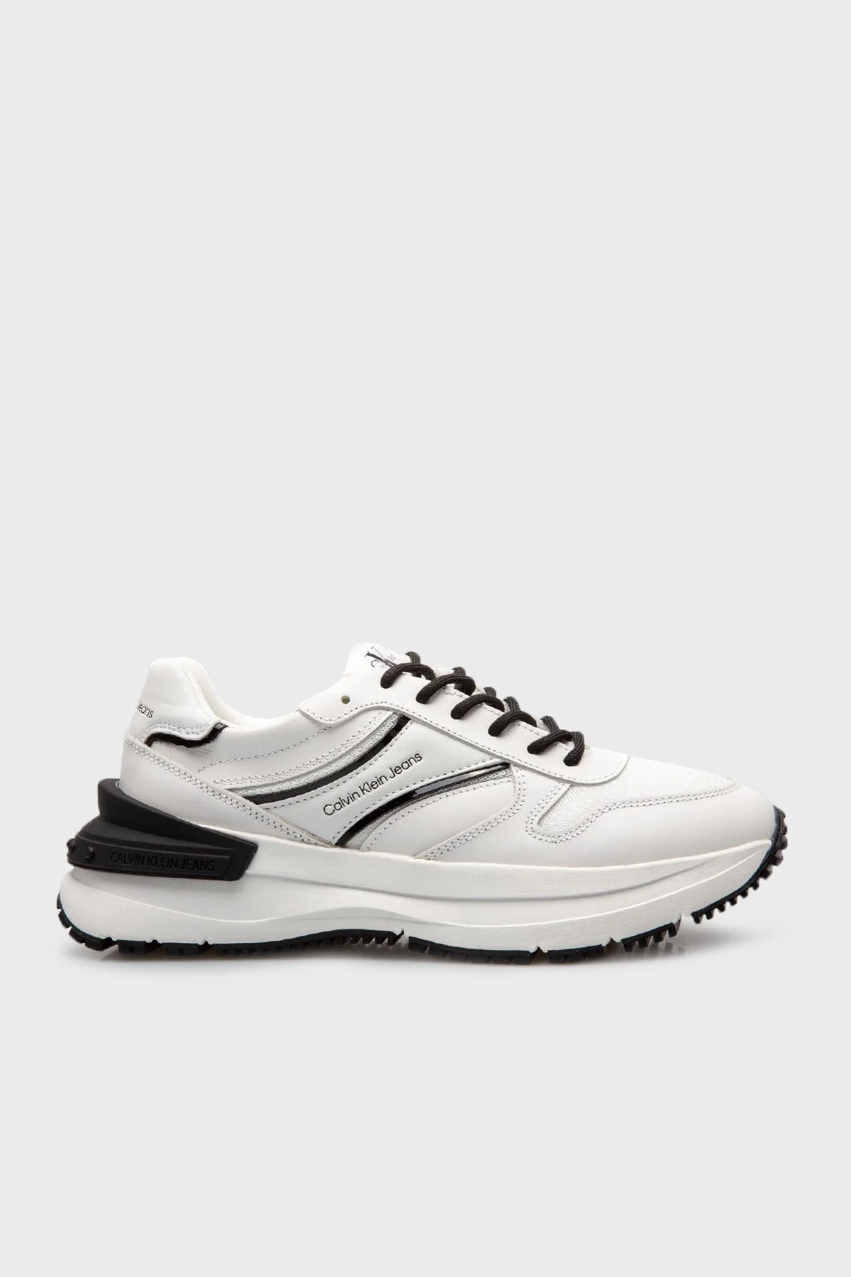 Calvin Klein Logolu Hakiki Deri Sneaker Bayan Ayakkabı YW0YW00890 0K4 BEYAZ - 1